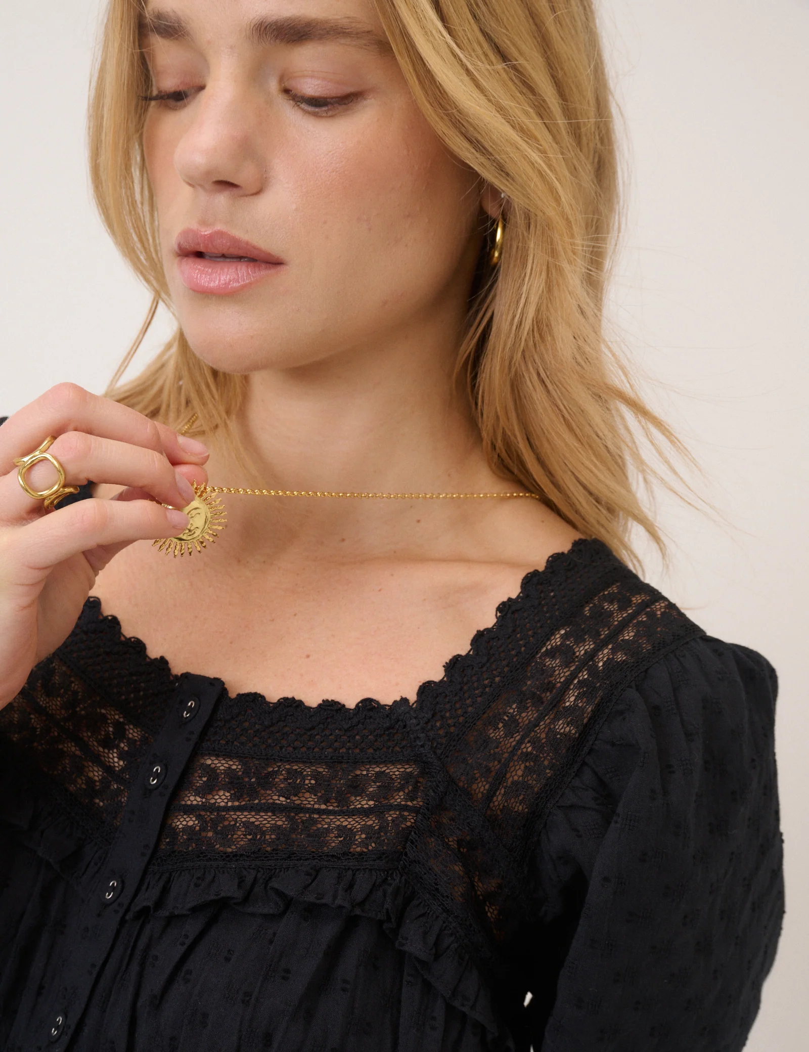 Black Long Sleeve Lace Top - Image 2