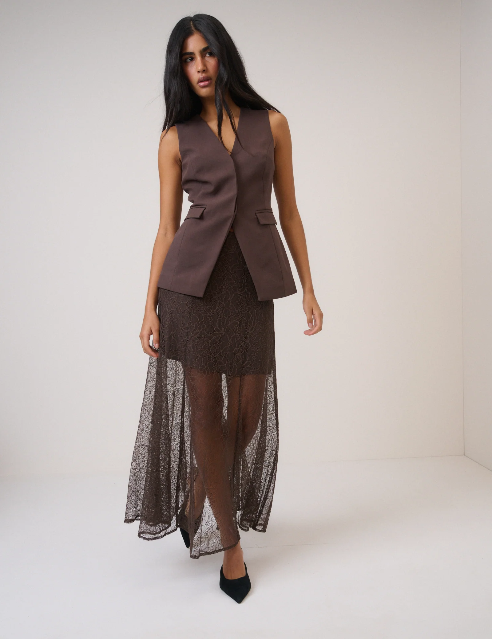 Brown Longline Tailored Waistcoat - Image 2