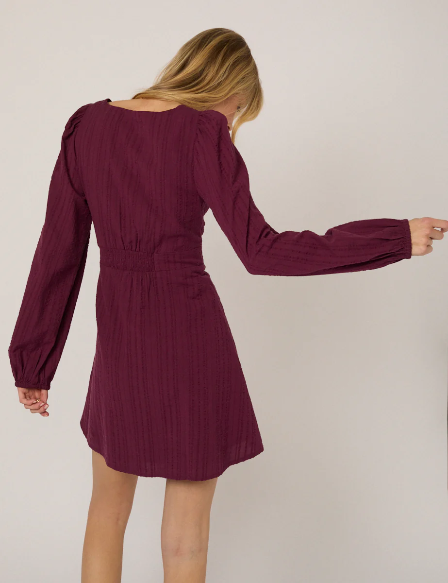 Plum Long Sleeve Melody Mini Dress - Image 5