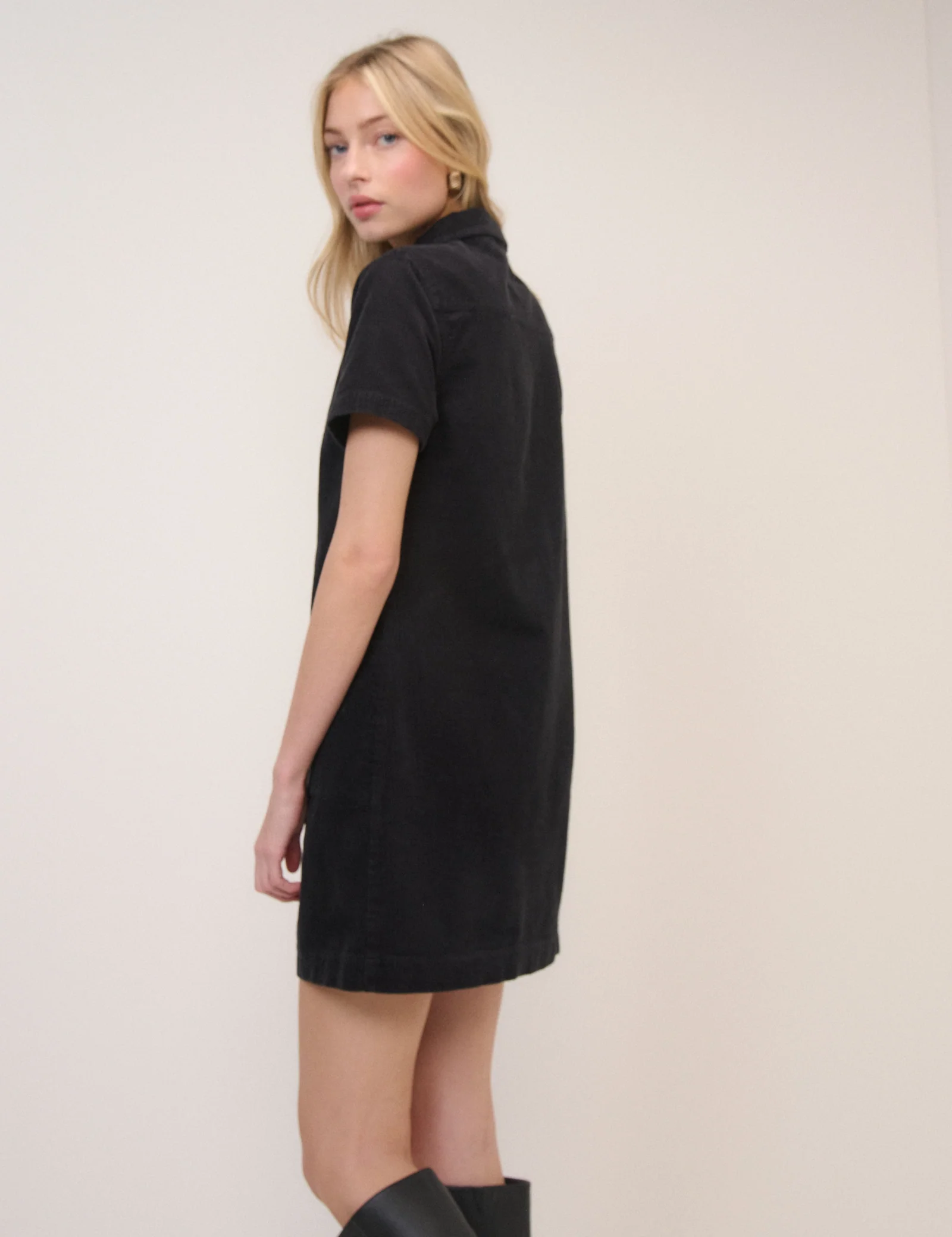 Black Cord Collared Lucy Mini Dress - Image 5