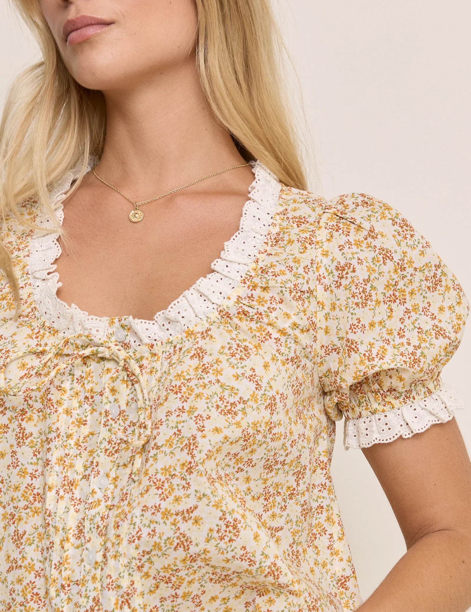 Yellow Ditsy Floral Blouse - Image 4