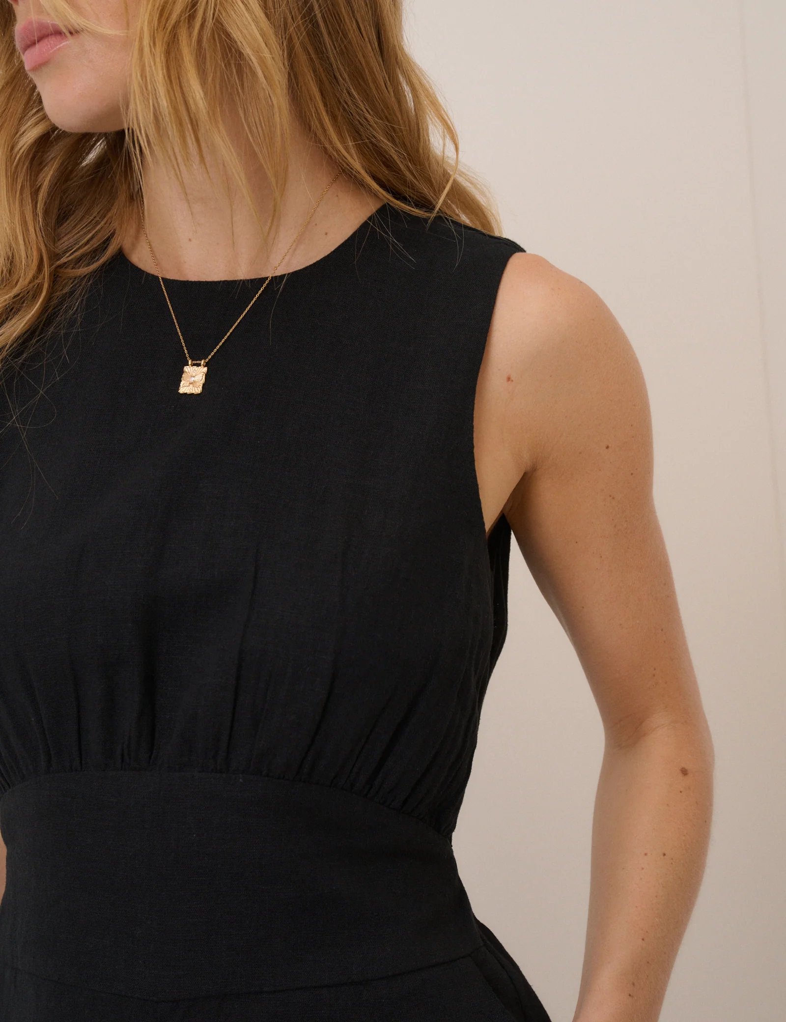 Black Linen-blend Playsuit - Image 4
