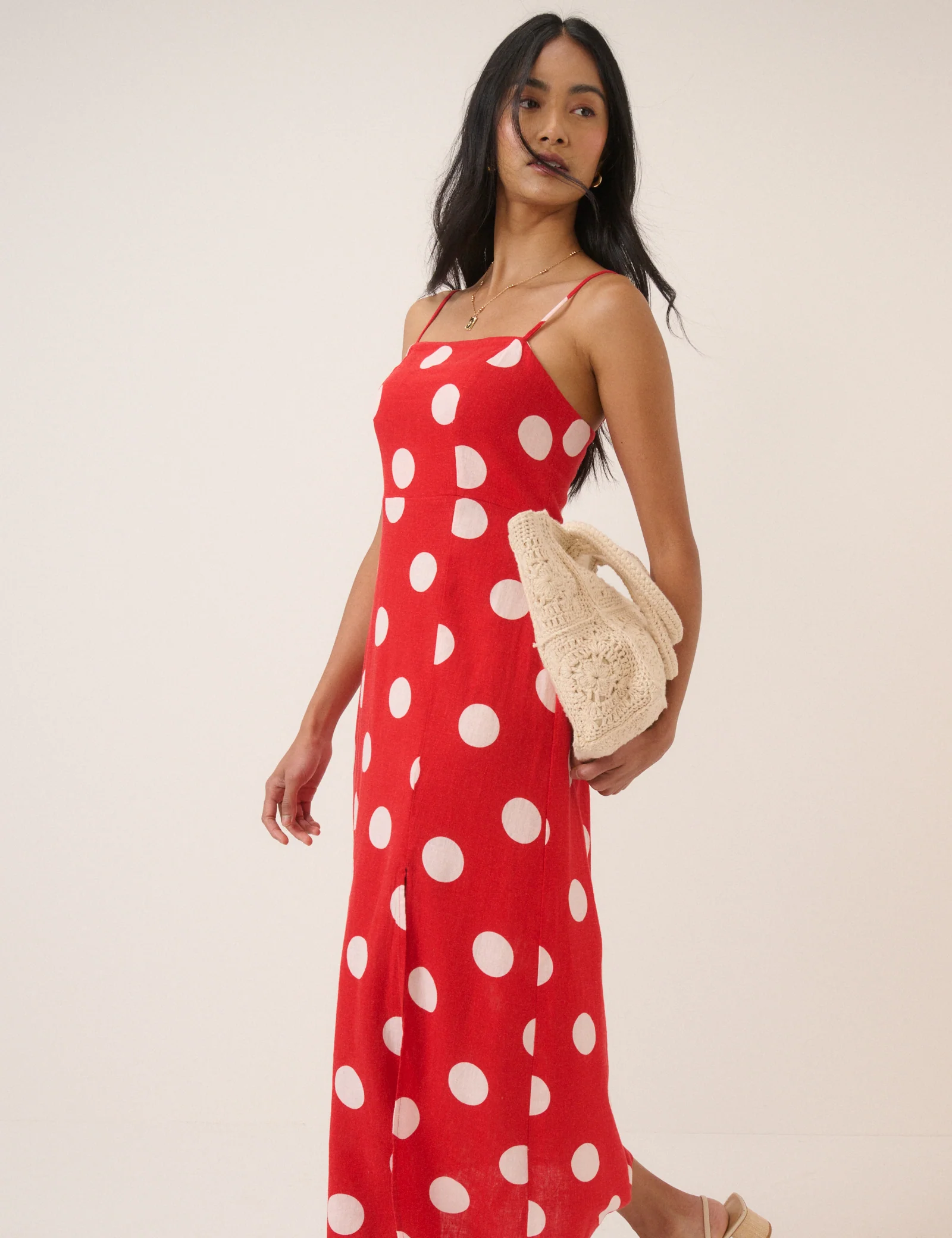 Red Polka Dot Maddy Midi Dress