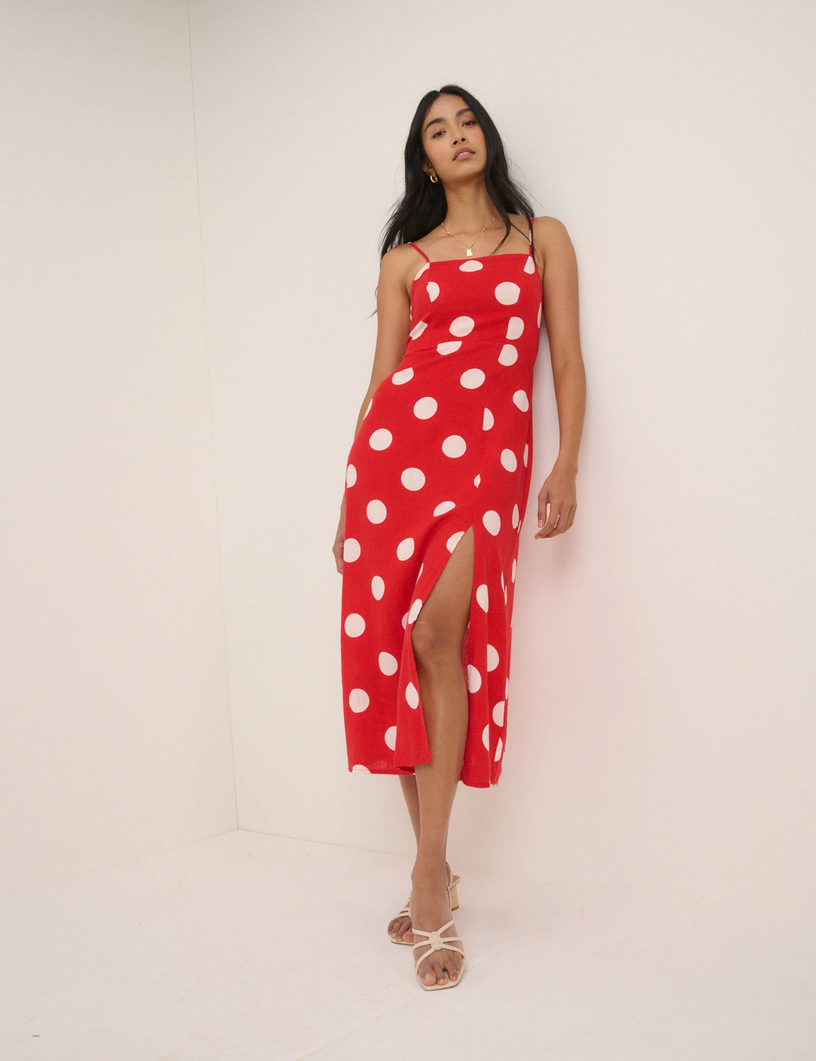 Red Polka Dot Maddy Midi Dress - Image 3