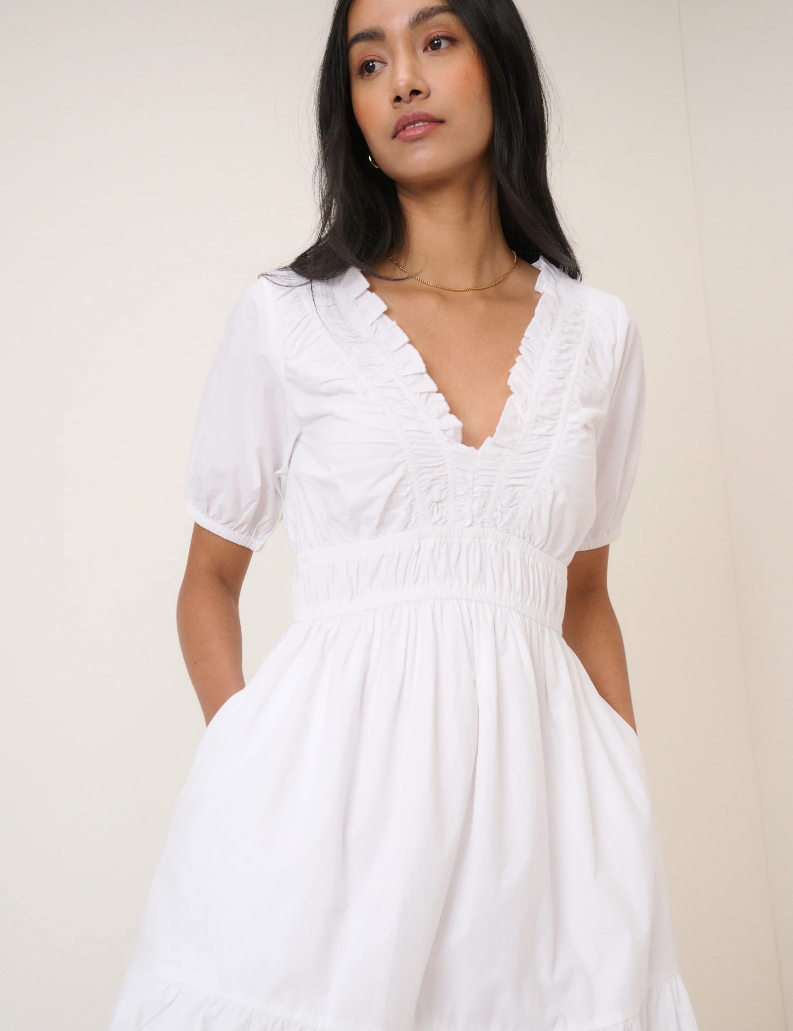 White Tiered Madison Midi Dress - Image 2
