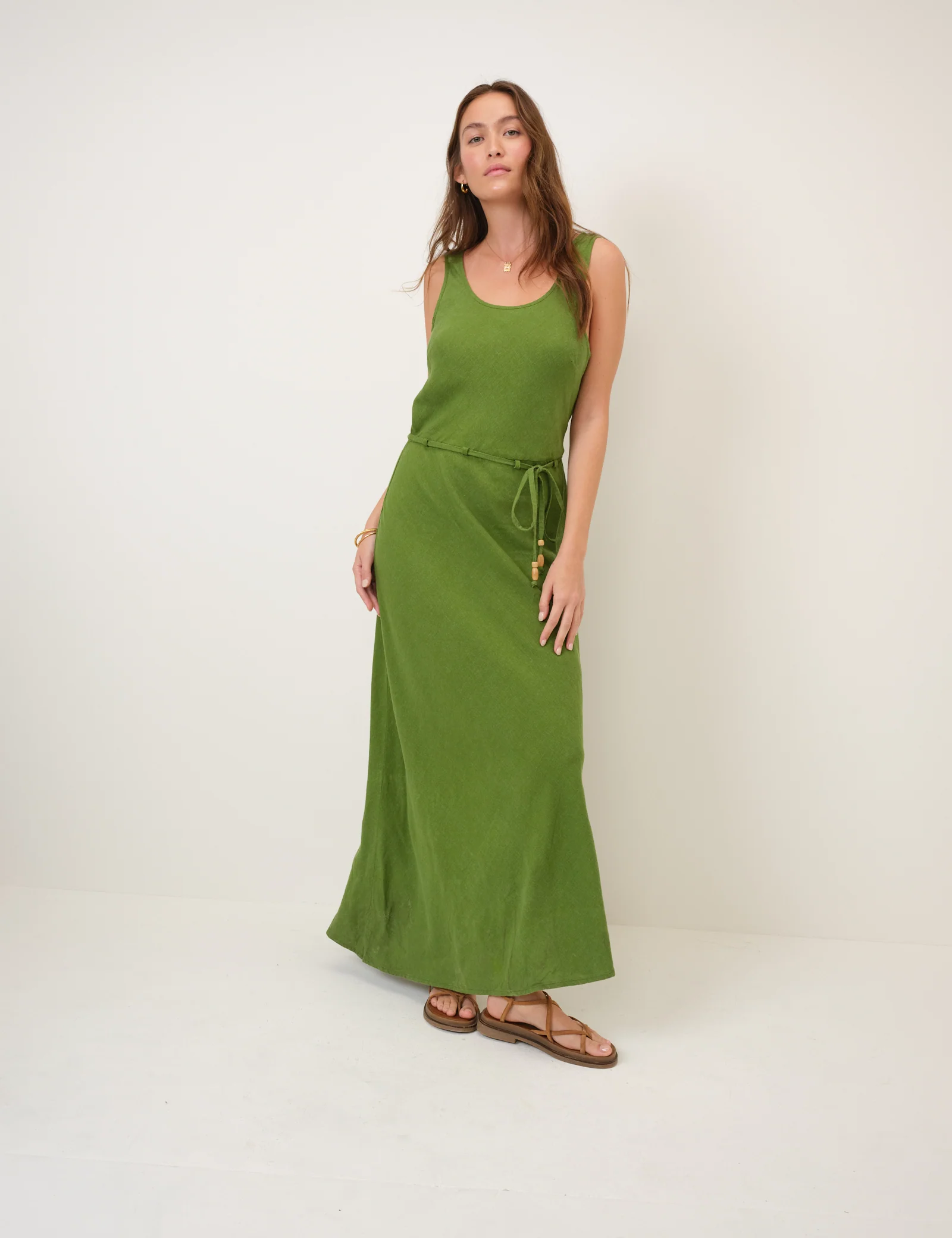 Green Linen-Blend Malia Midi Dress - Image 5