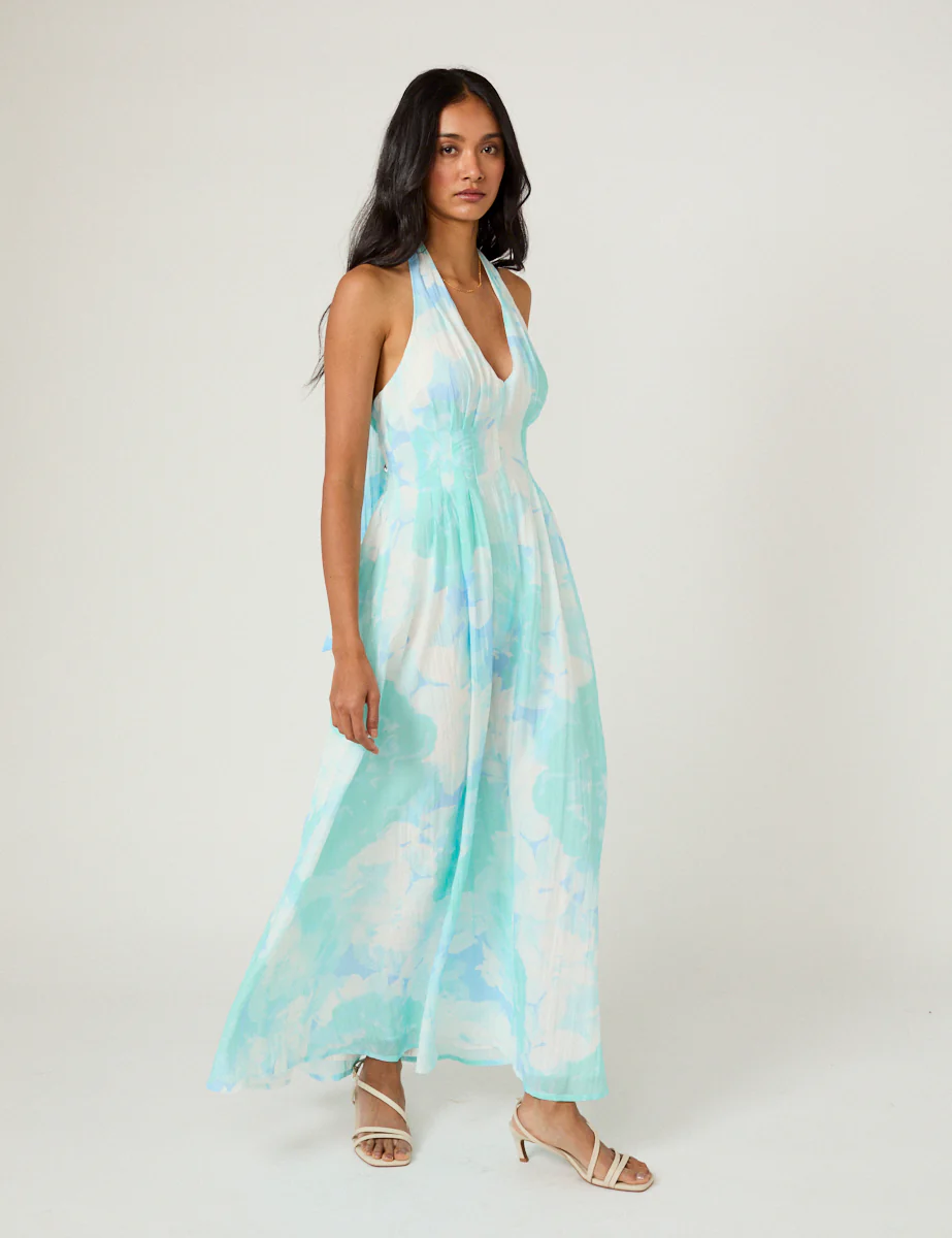 Blue Printed Marceline Midi Dress - Image 3