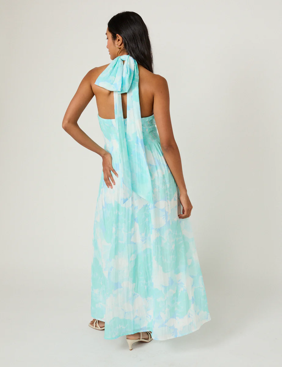 Blue Printed Marceline Midi Dress - Image 4