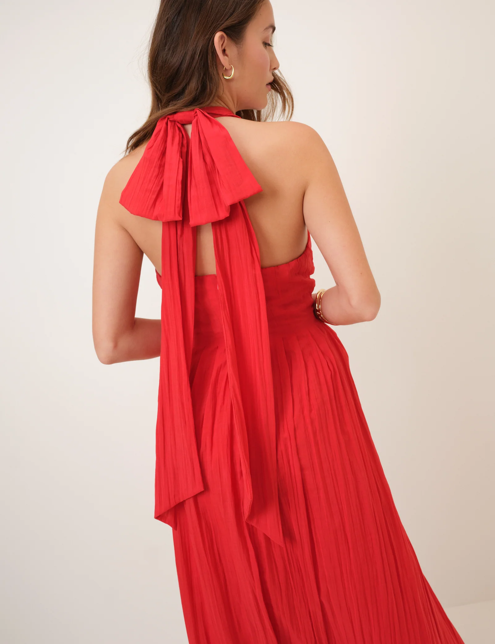 Red Halter Neck Marceline Midaxi Dress - Image 6