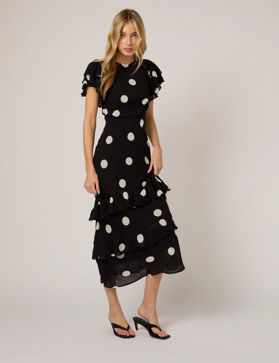 Black Polka Dot Marley Midi Dress - Image 4