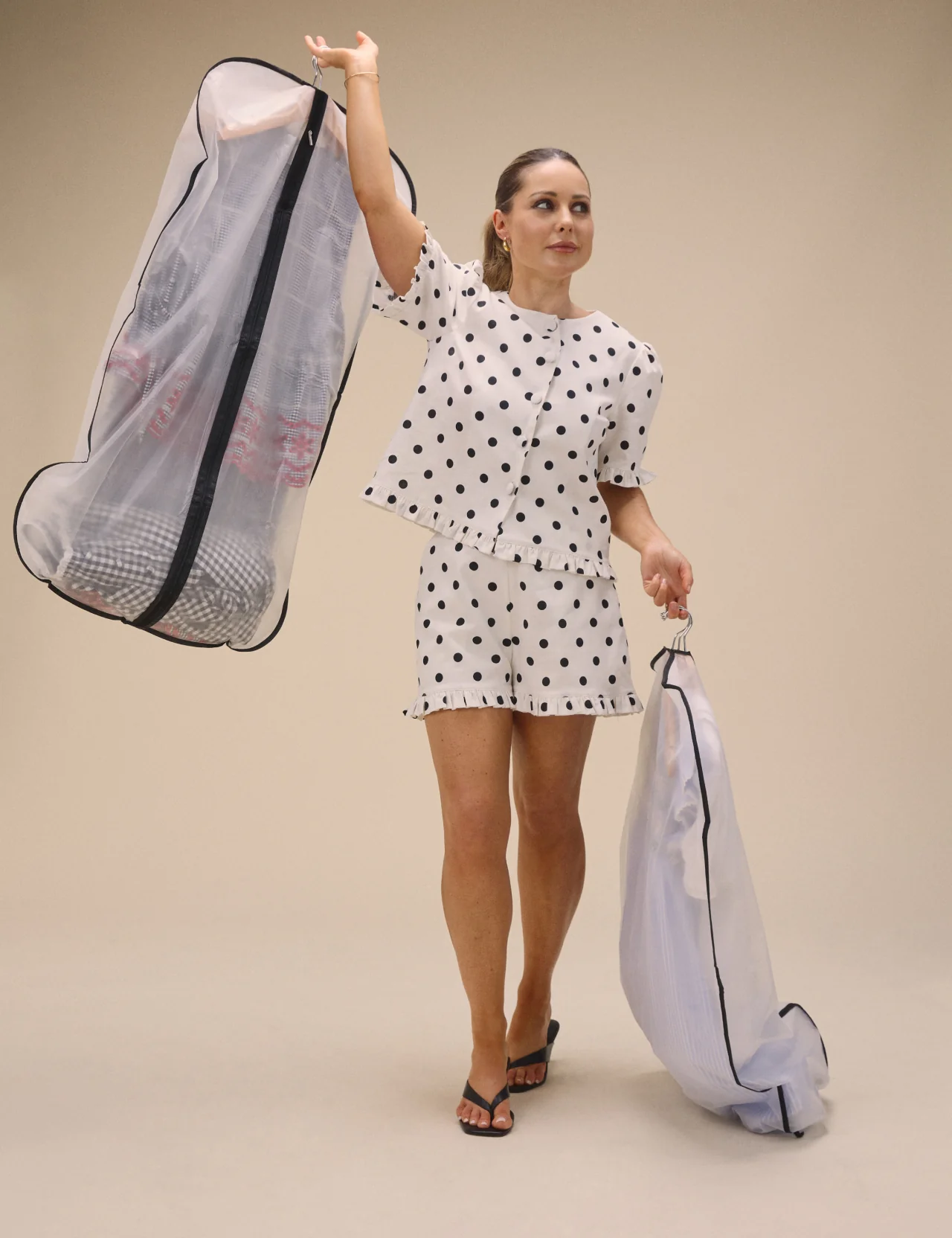 White Polka Dot Tailored Shorts - Image 2