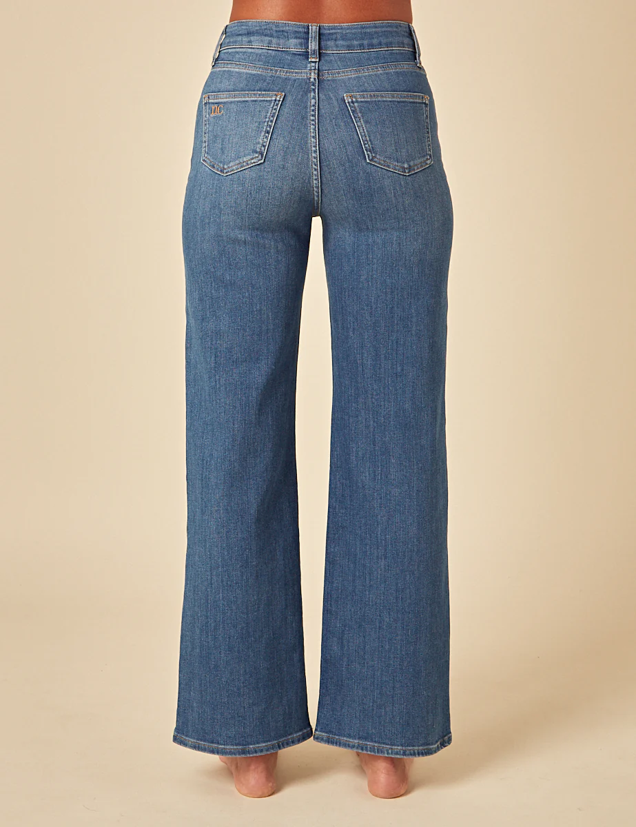 Blue Stretch Wide Leg Jeans - Image 4