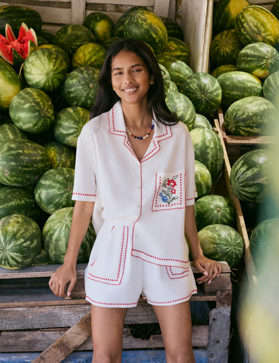 White Embroidered Shorts - Image 2
