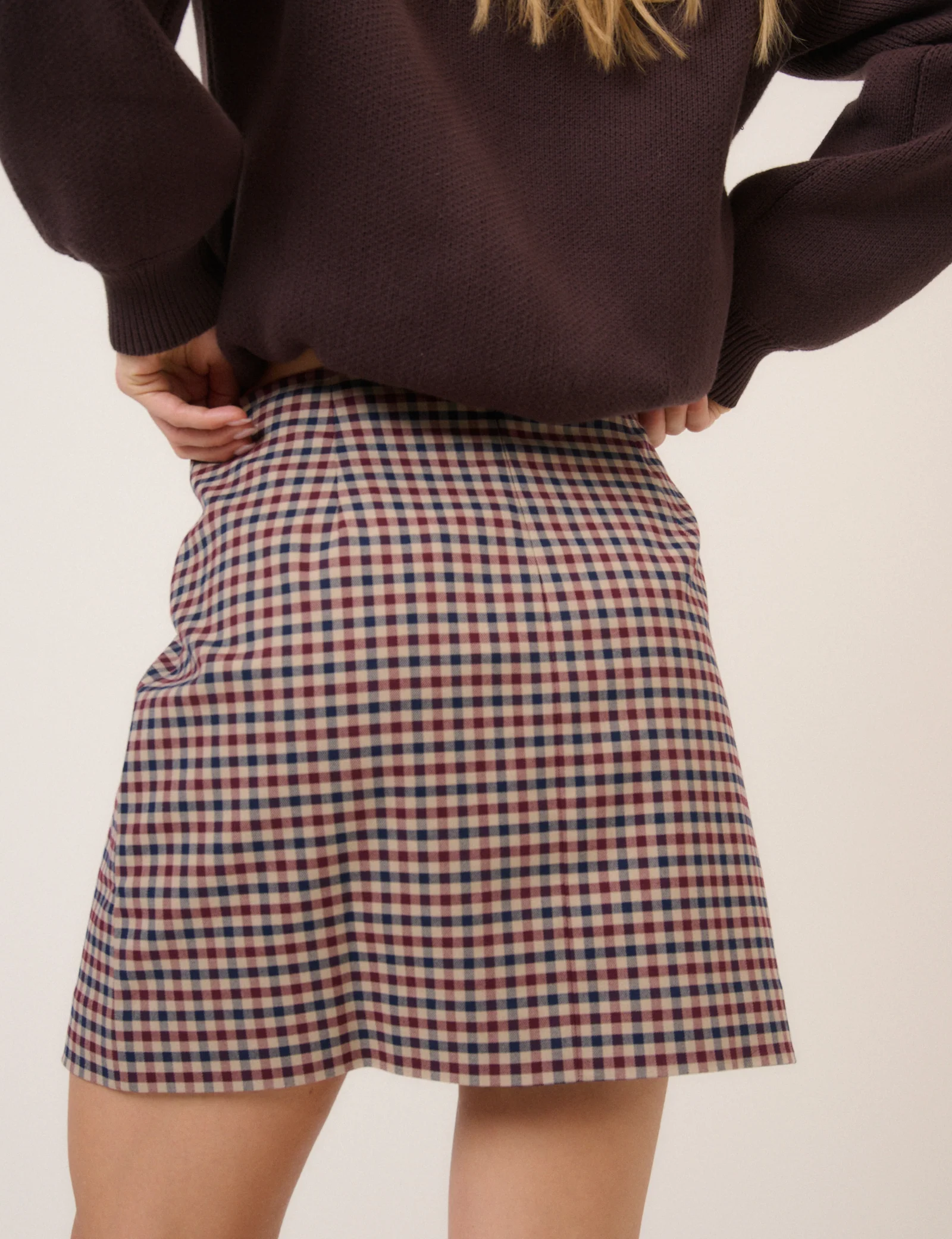 Red & Navy Check Mini Skirt - Image 5