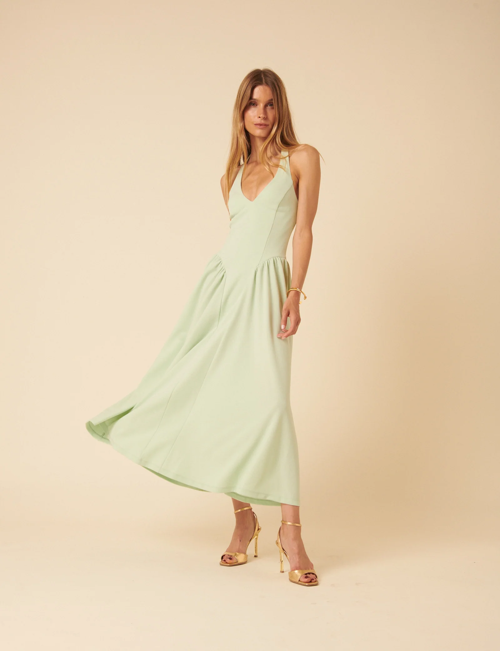 Mint Green Halter Neck Amie Midi Dress