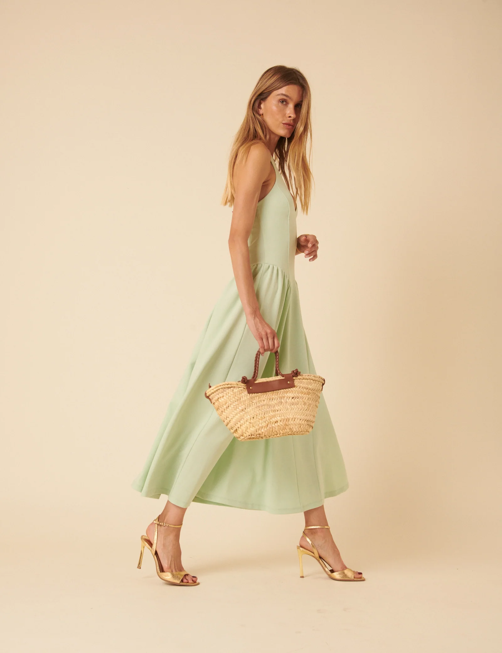 Mint Green Halter Neck Amie Midi Dress - Image 4