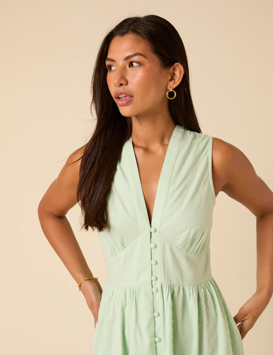 Mint Green Sleeveless Starlight Midi Dress - Image 5