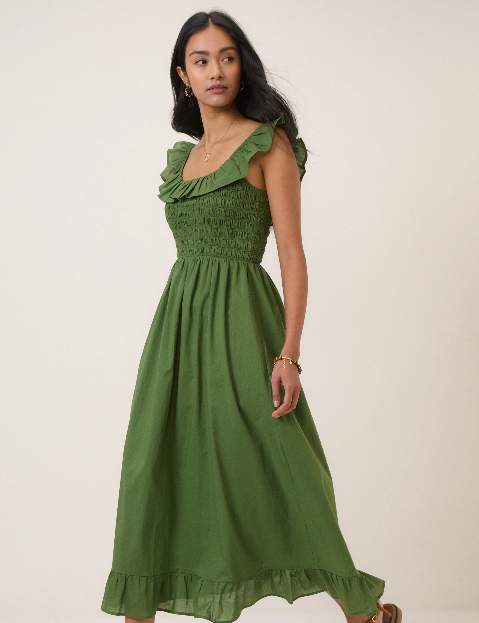 Green Ruffle Mona Midi Dress - Image 3