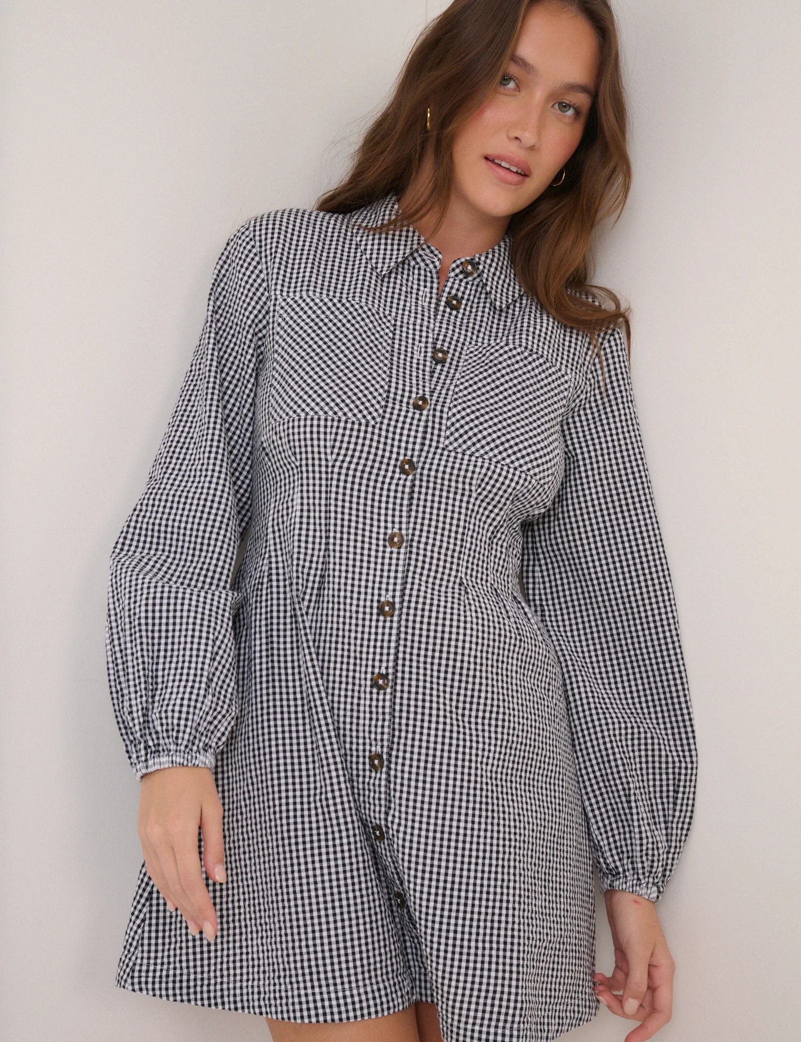Black Gingham Montego Mini Dress - Image 3