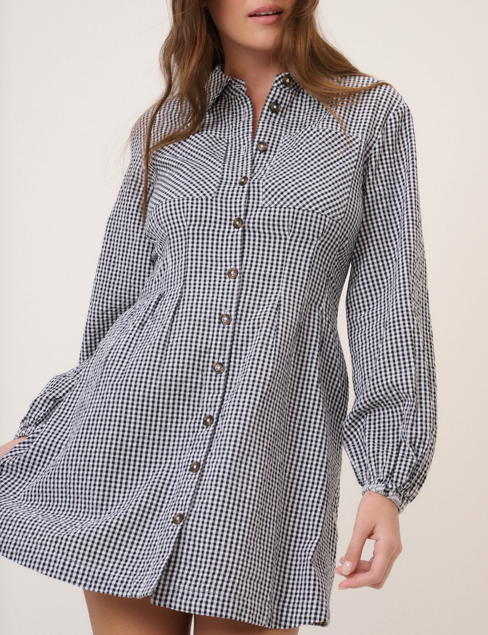 Black Gingham Montego Mini Dress - Image 4