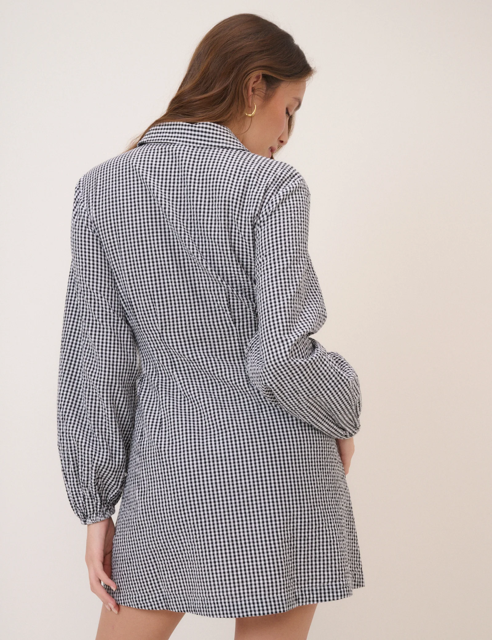Black Gingham Montego Mini Dress - Image 5