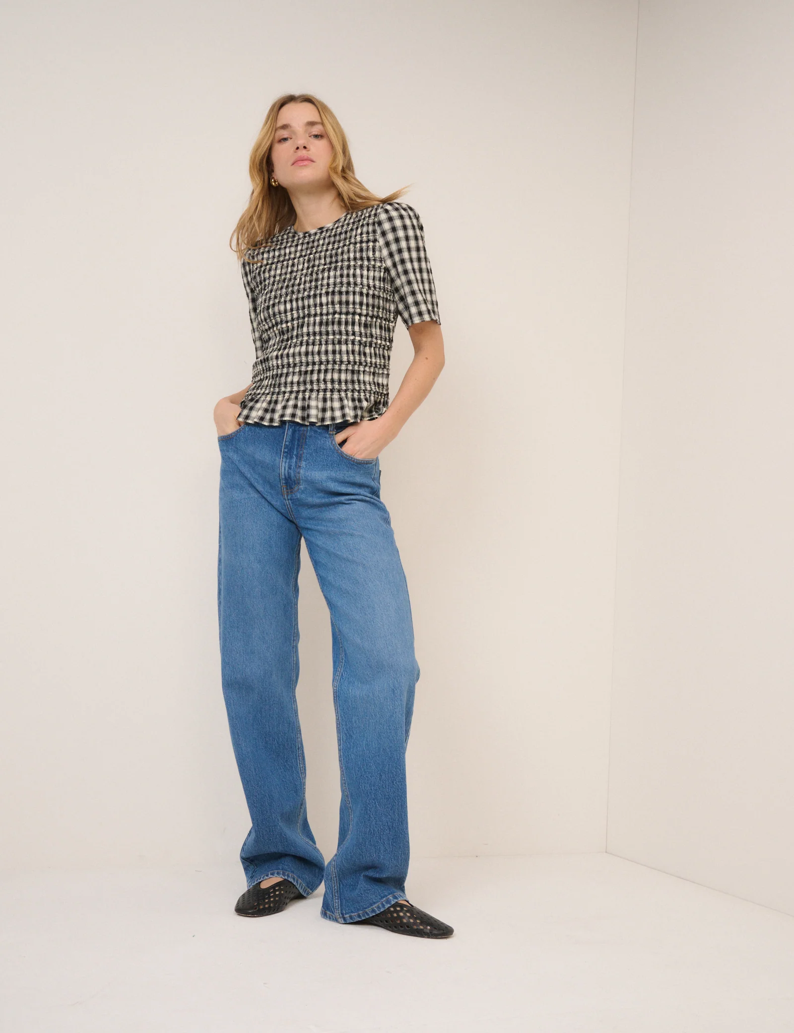 Gingham Shirred Top - Image 2