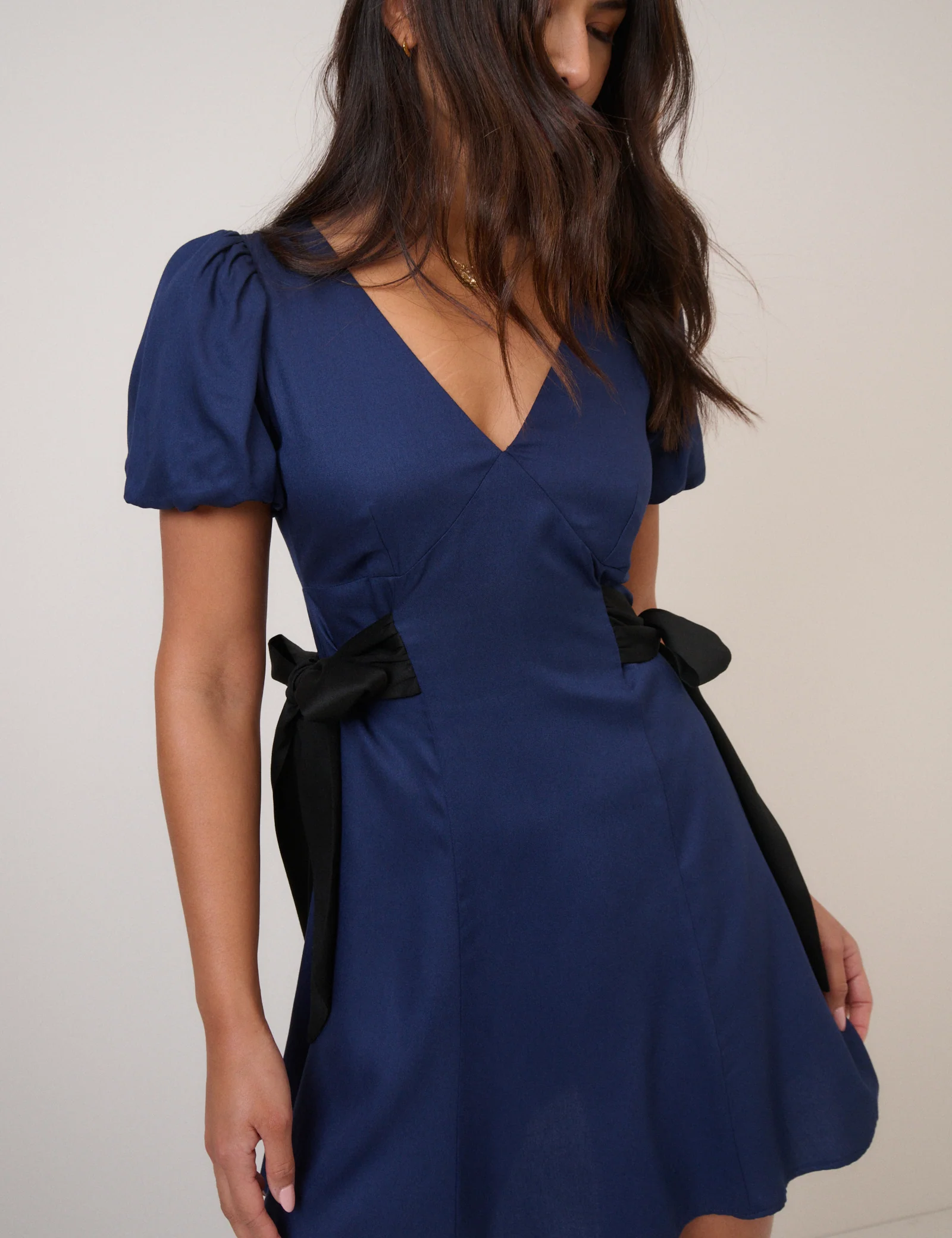 Navy Remi Bow Mini Dress - Image 3