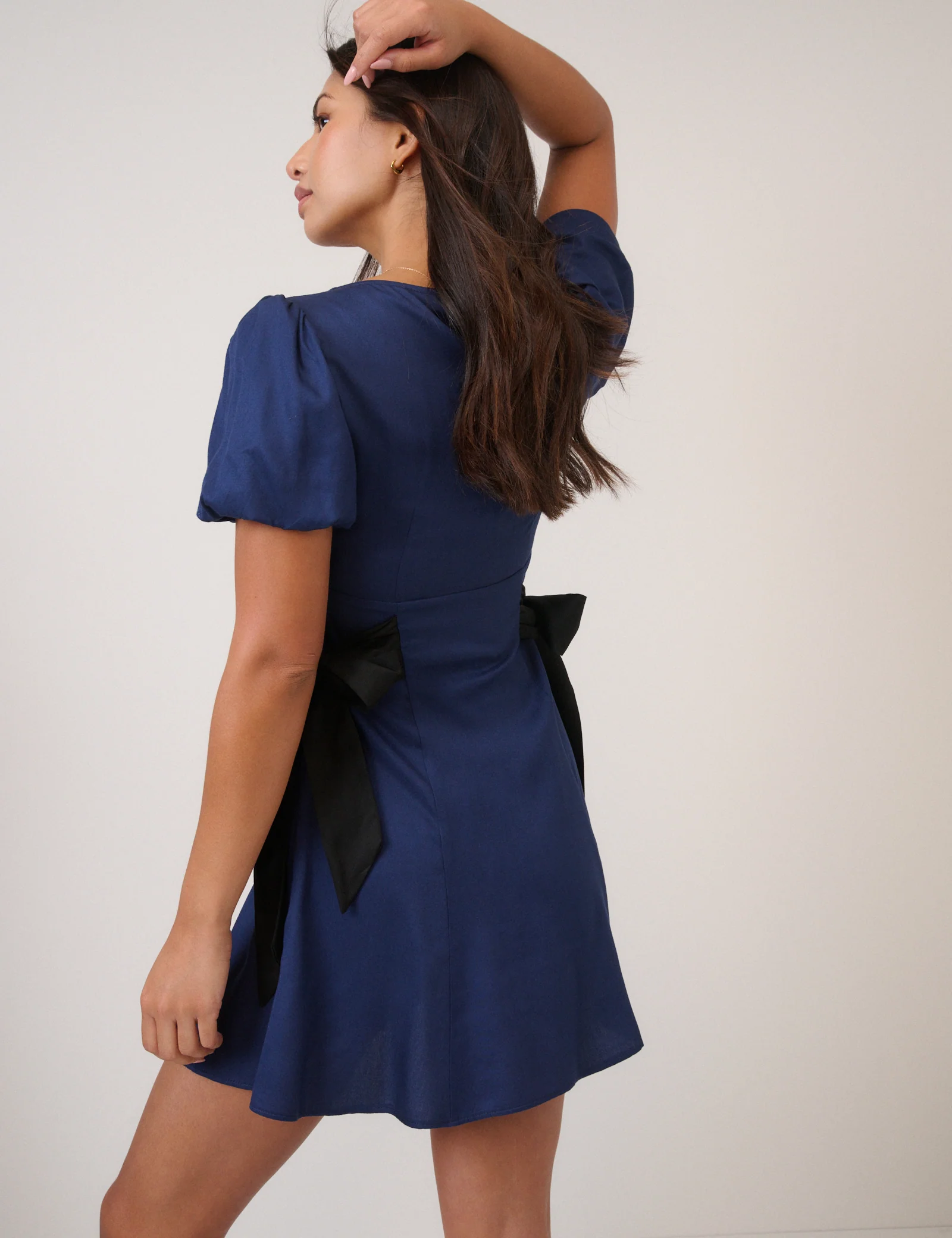 Navy Remi Bow Mini Dress - Image 5