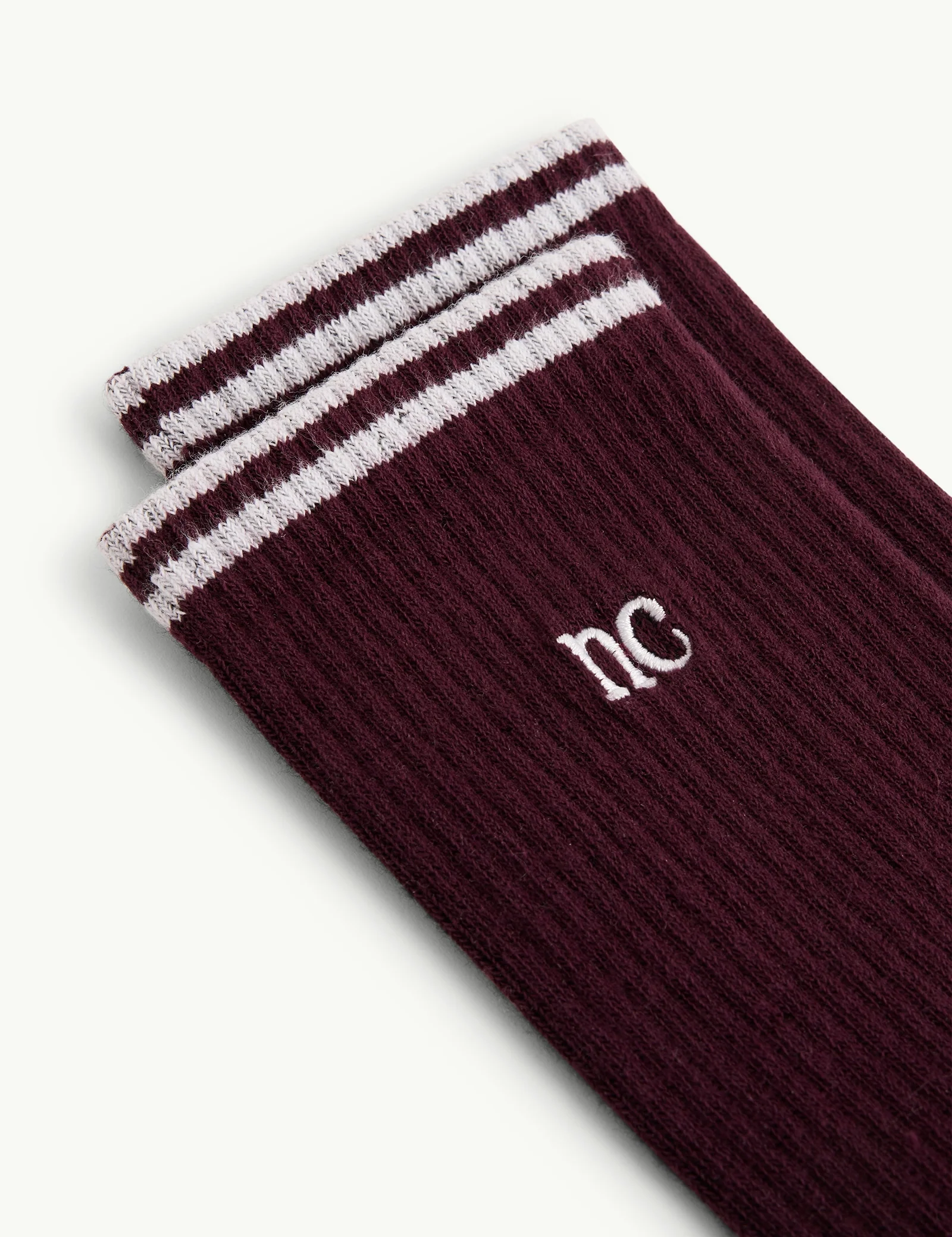 Burgundy NC Ribbed Sports Socks - Image 2
