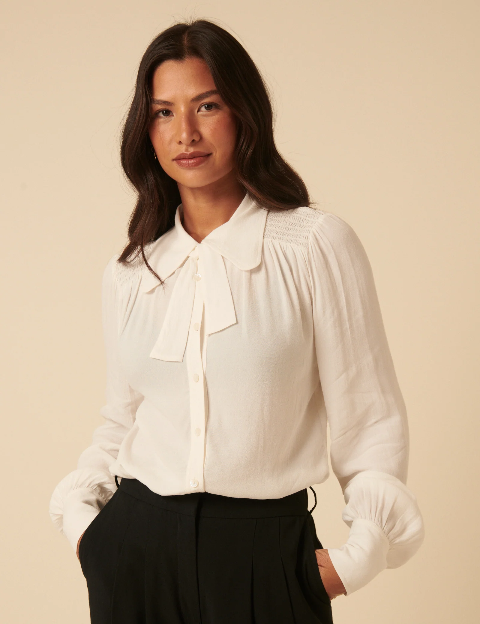 NC x Lisou Cream Statement Collar Blouse - Image 4