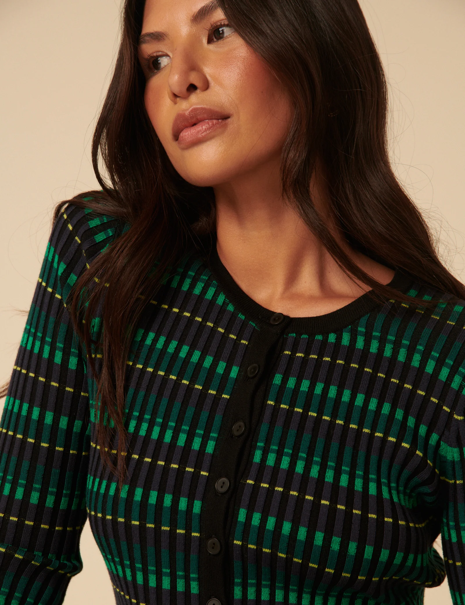 NC x Lisou Green Ribbed Knitted Pleated Long Sleeve Top - Image 4