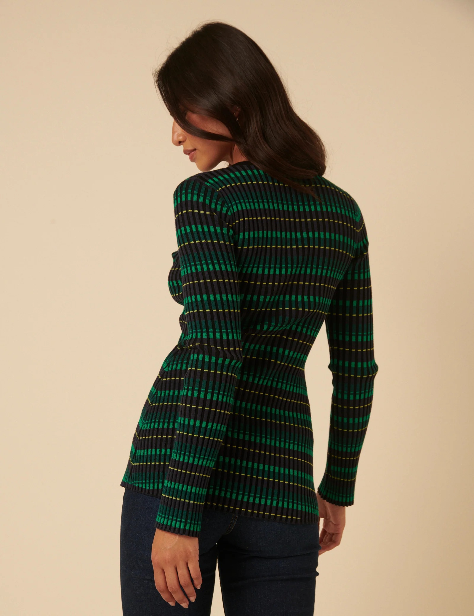 NC x Lisou Green Ribbed Knitted Pleated Long Sleeve Top - Image 5