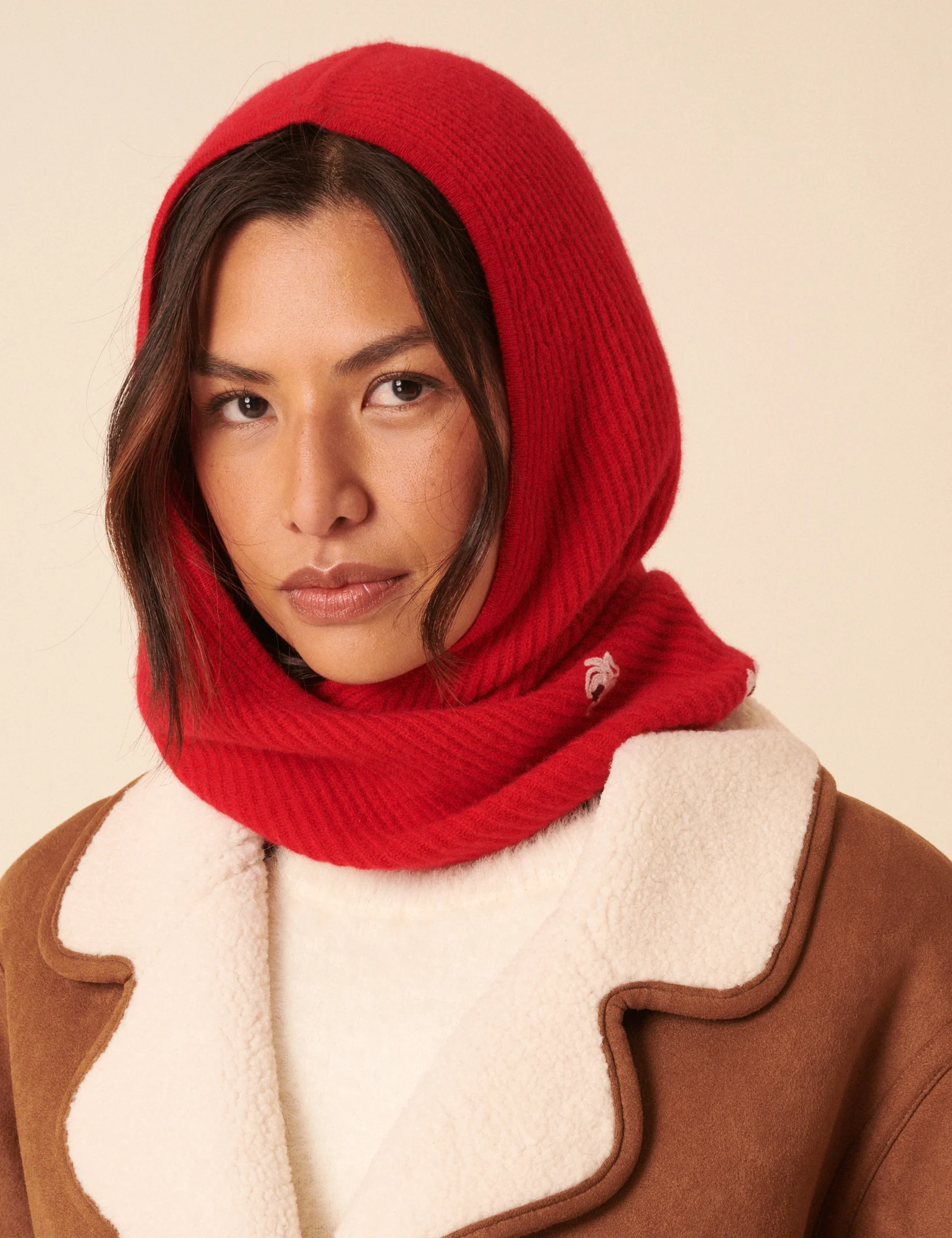 NC x TBCo Red Floral Wool Triangle Hood - Image 2