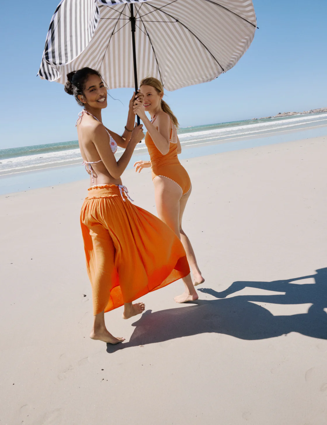 Orange High Waist Midi Skirt - Image 2