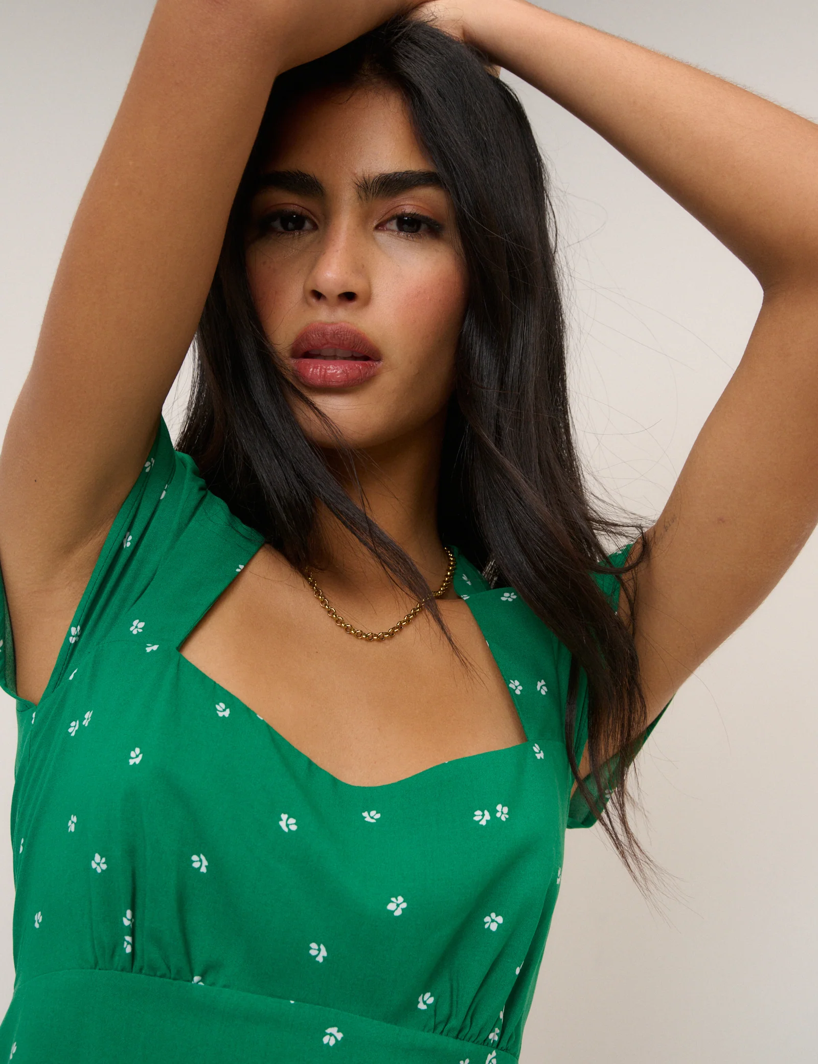 Green Ditsy Floral Nora Mini Dress - Image 3