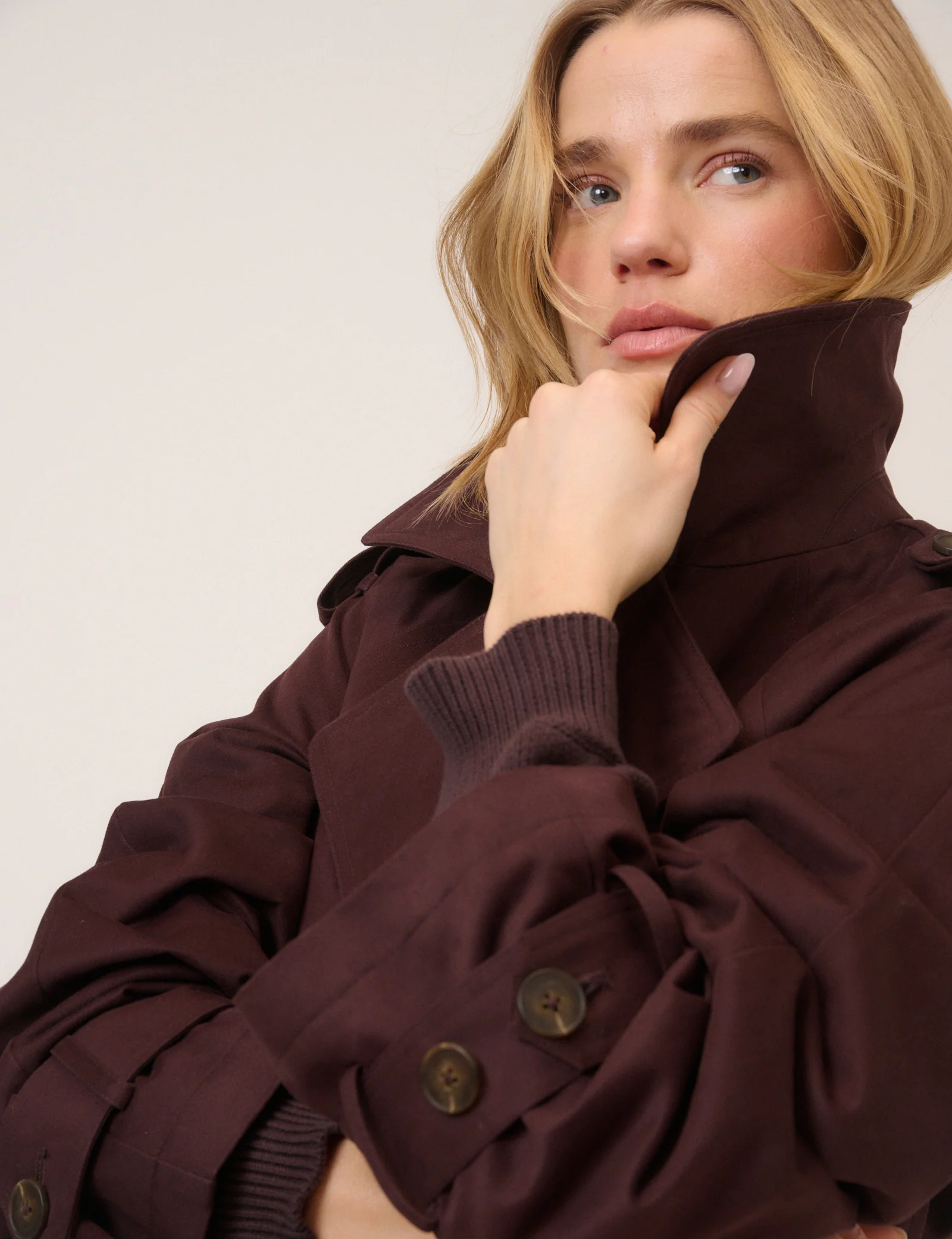 Chocolate Brown Double Breasted Trench Coat - Image 4