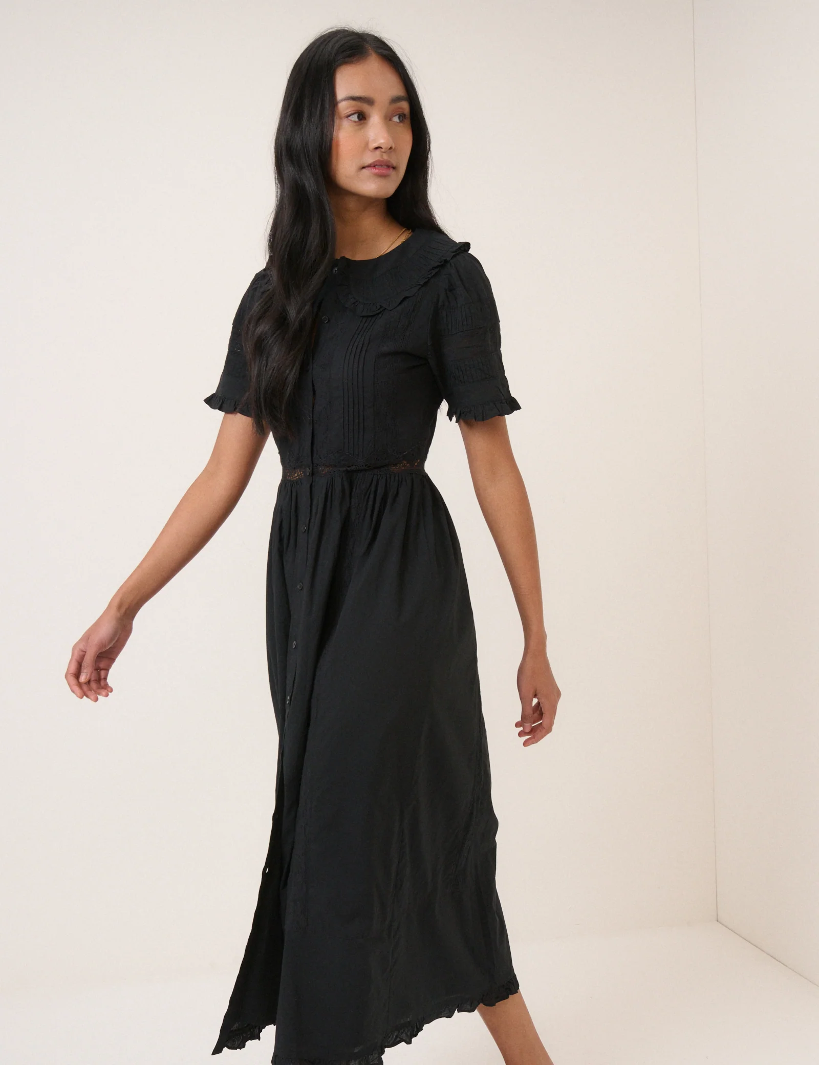 Black Broderie Anglaise Orla Midi Dress - Image 4