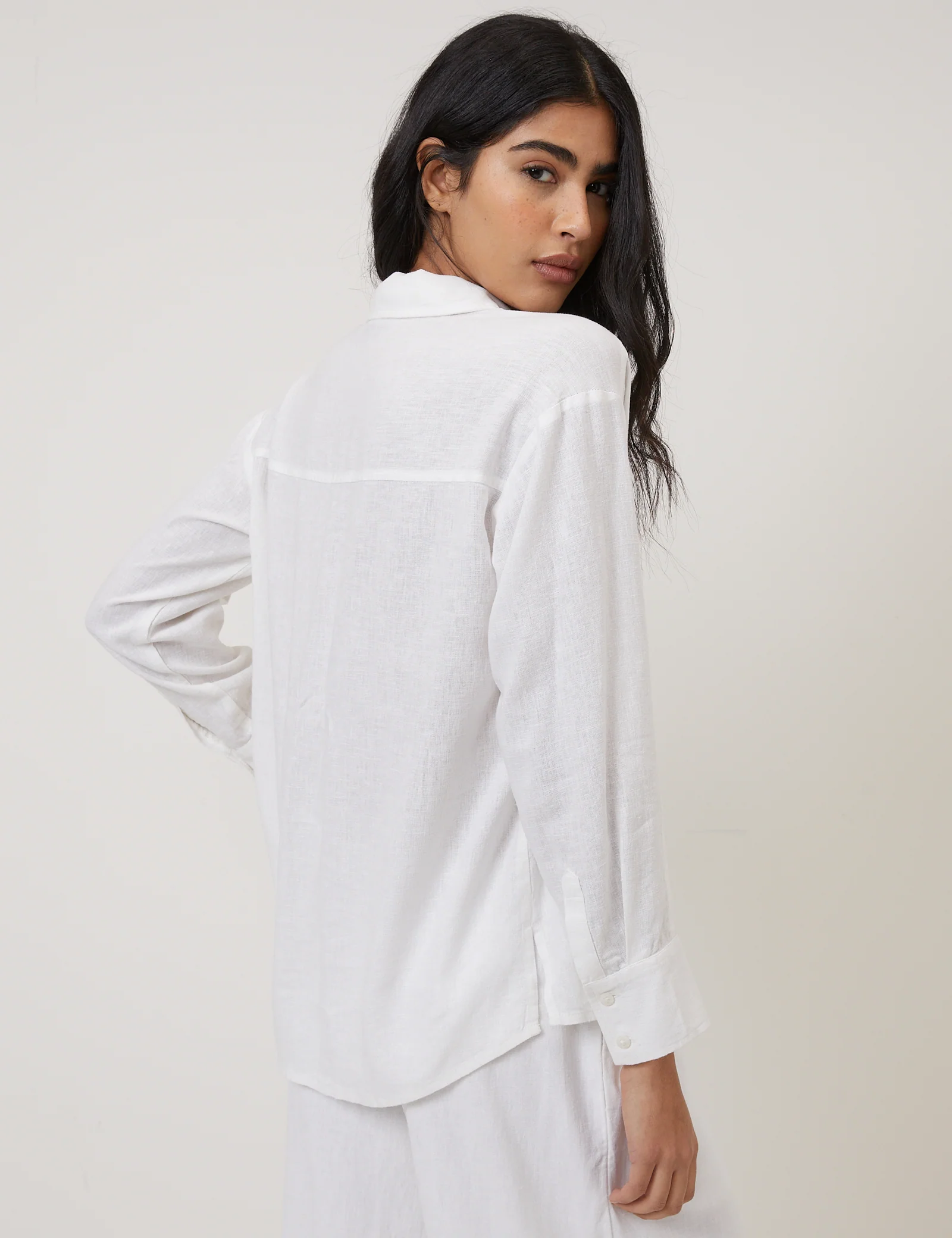 White Oversized Linen-Blend Shirt - Image 5