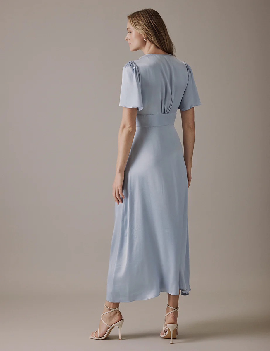 Pale Blue V Neck Midi Erin Dress - Image 5