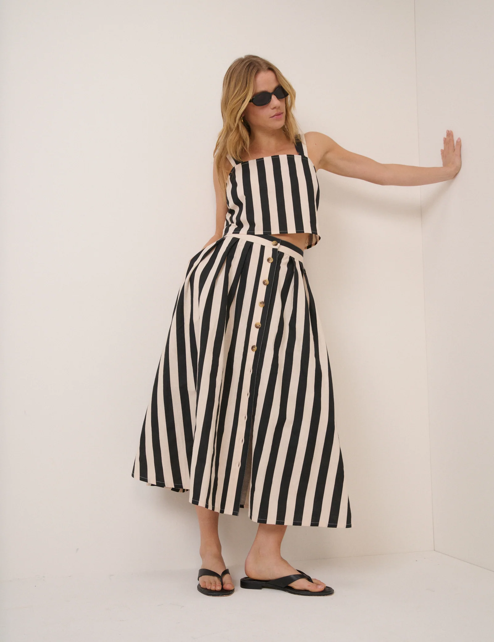 Black Striped Midi Skirt - Image 2