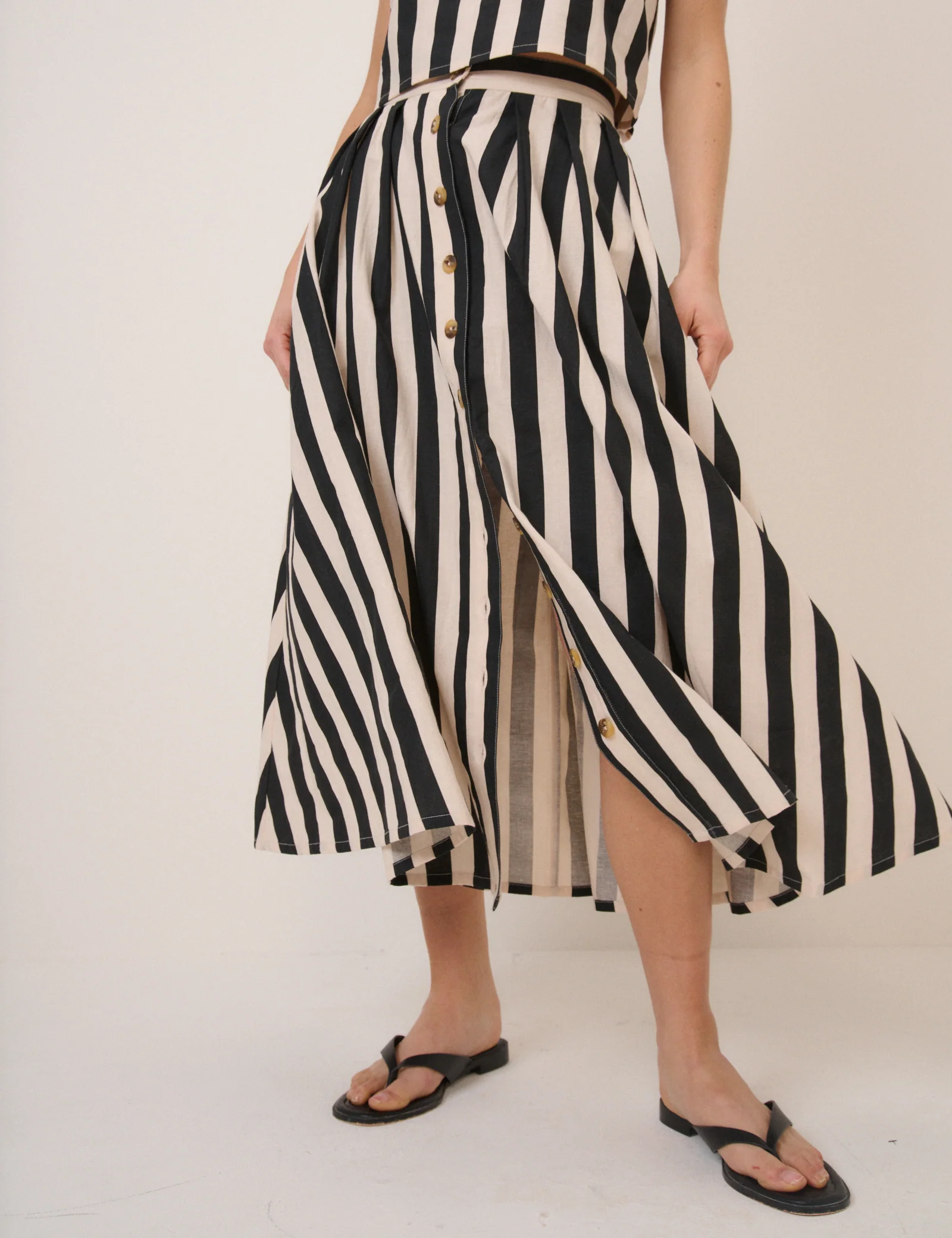 Black Striped Midi Skirt - Image 4
