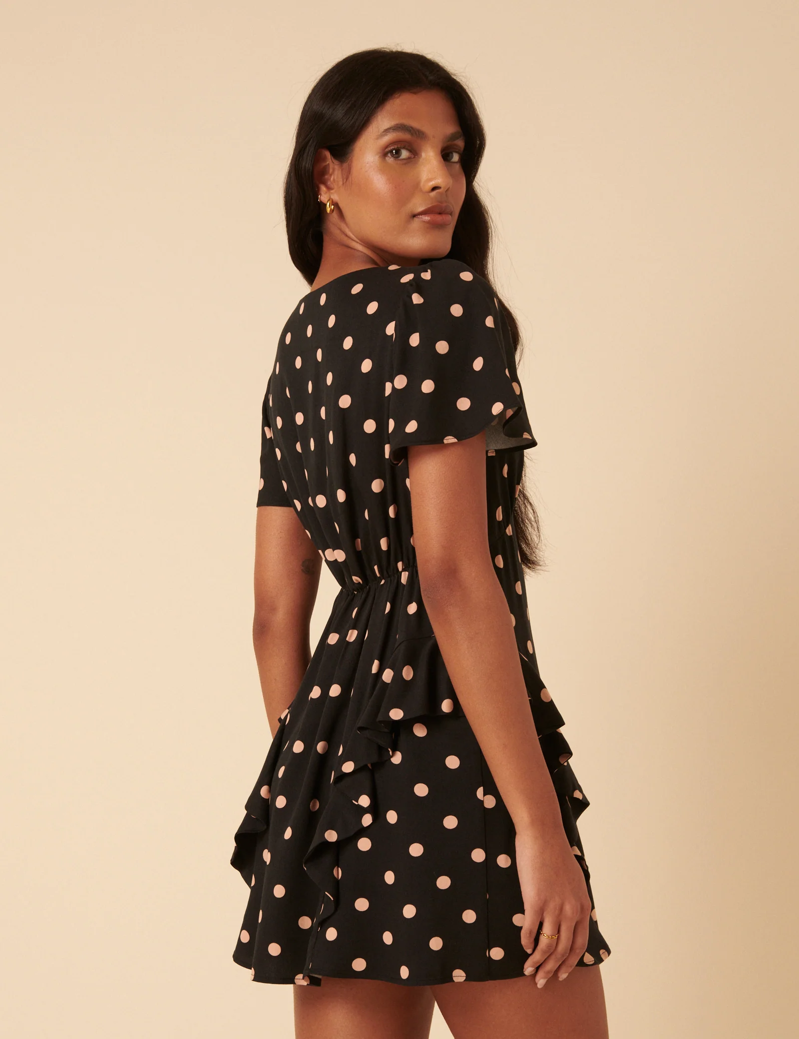 Petite Black Polka Dot Lyndsey Mini Dress - Image 5