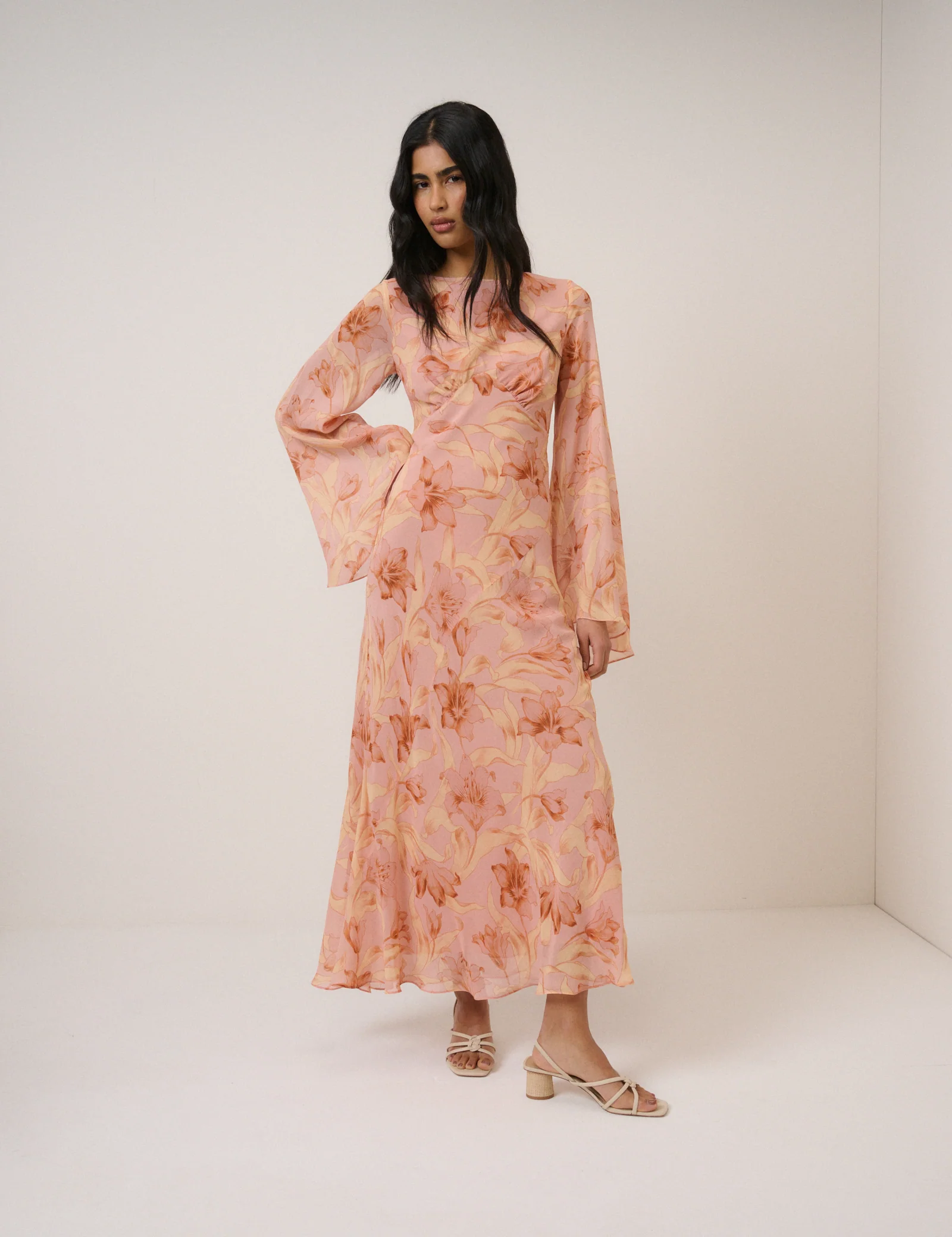 Pink Floral Phoenix Midi Dress - Image 3