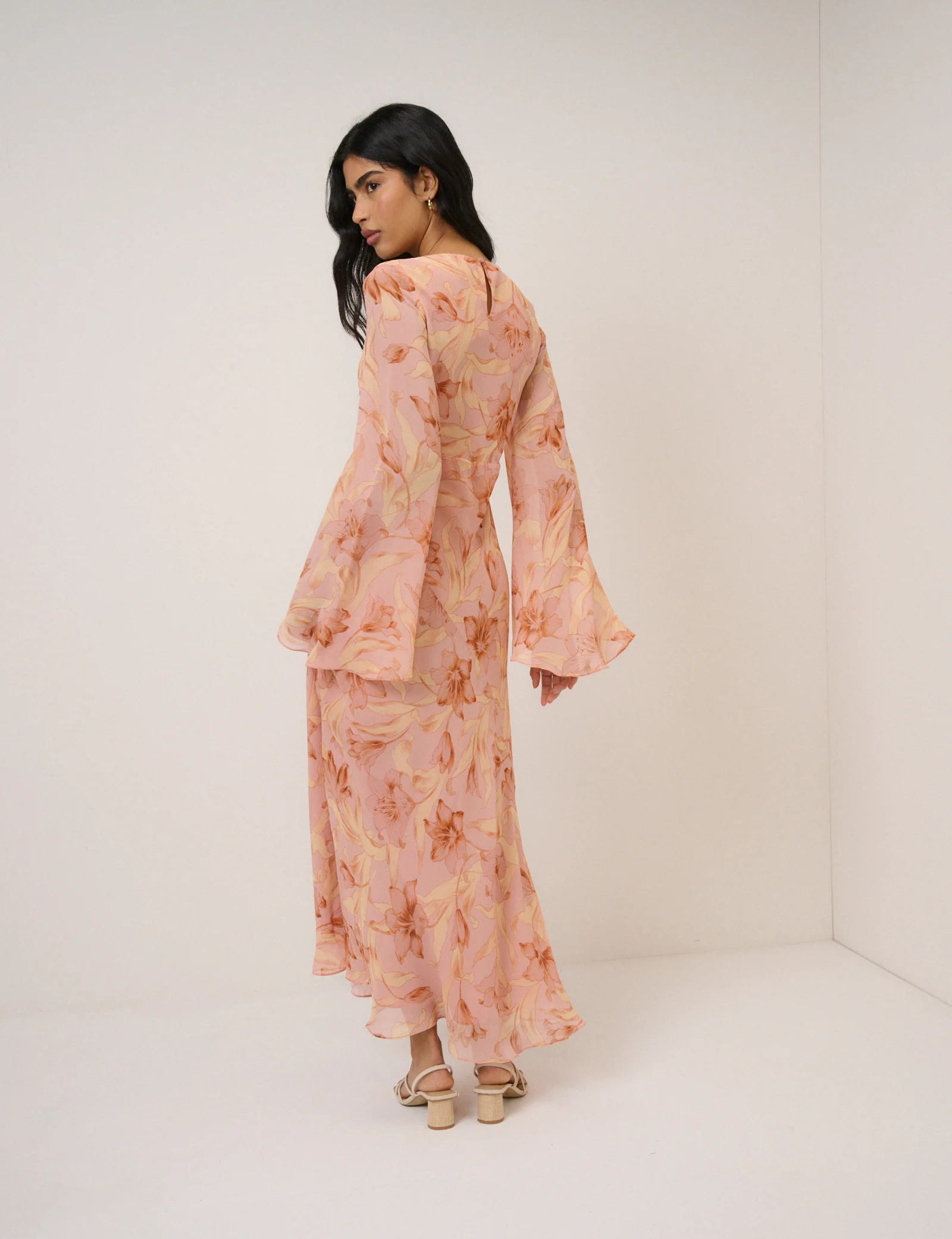 Pink Floral Phoenix Midi Dress - Image 5