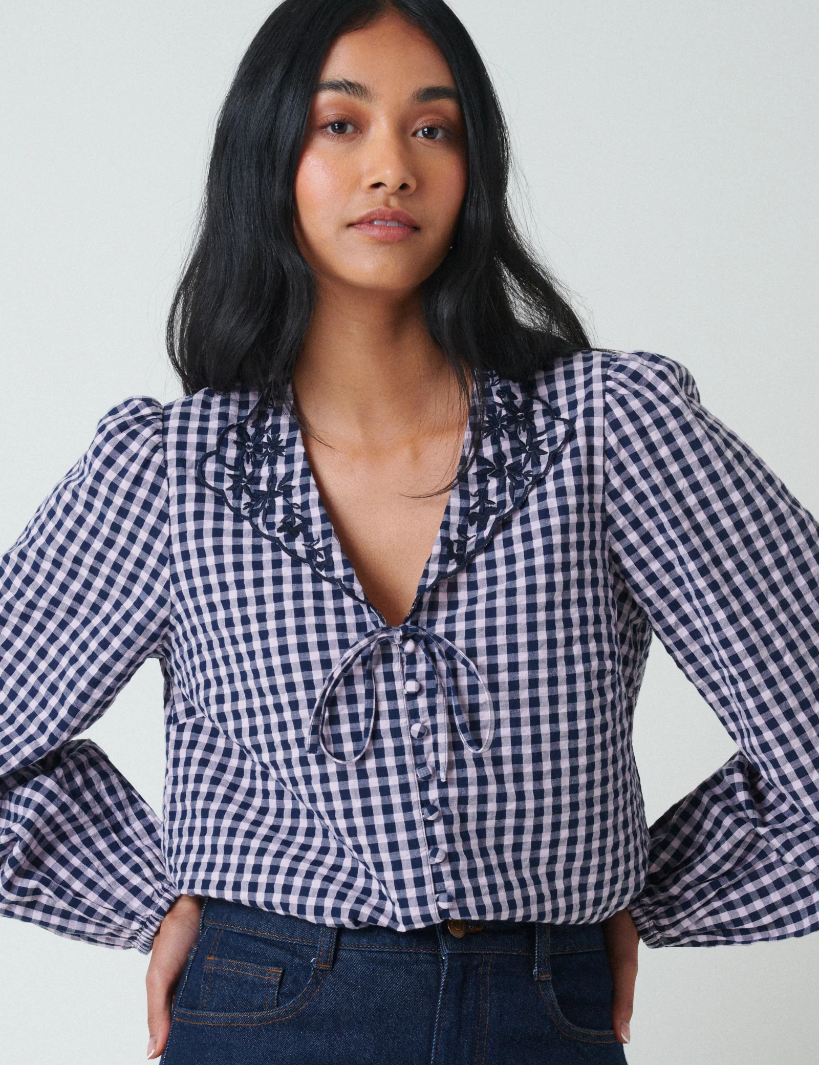 Pink And Navy Gingham Top - Image 3