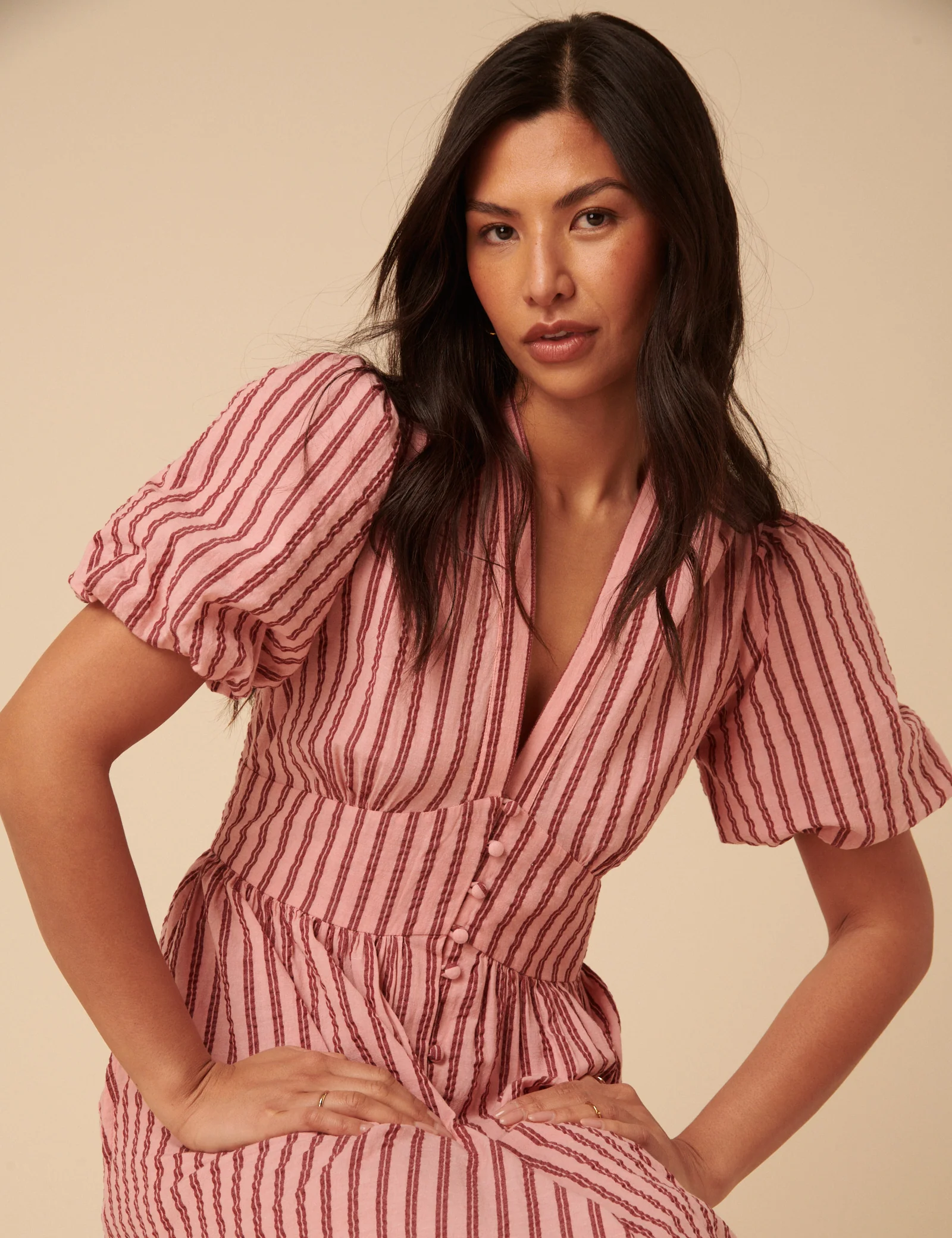 Pink And Red Striped Starlight Midi Dress - Image 3