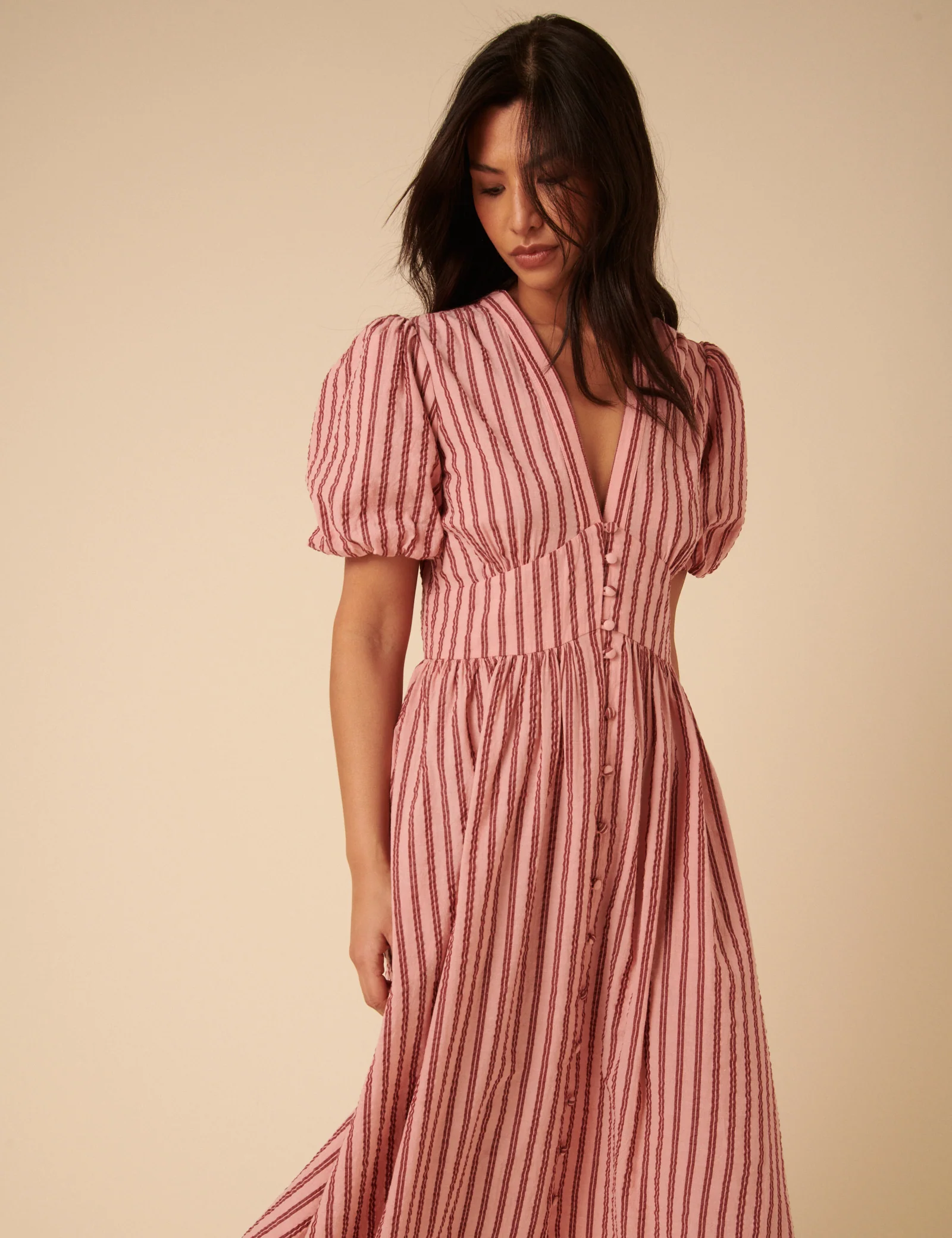 Pink And Red Striped Starlight Midi Dress - Image 4