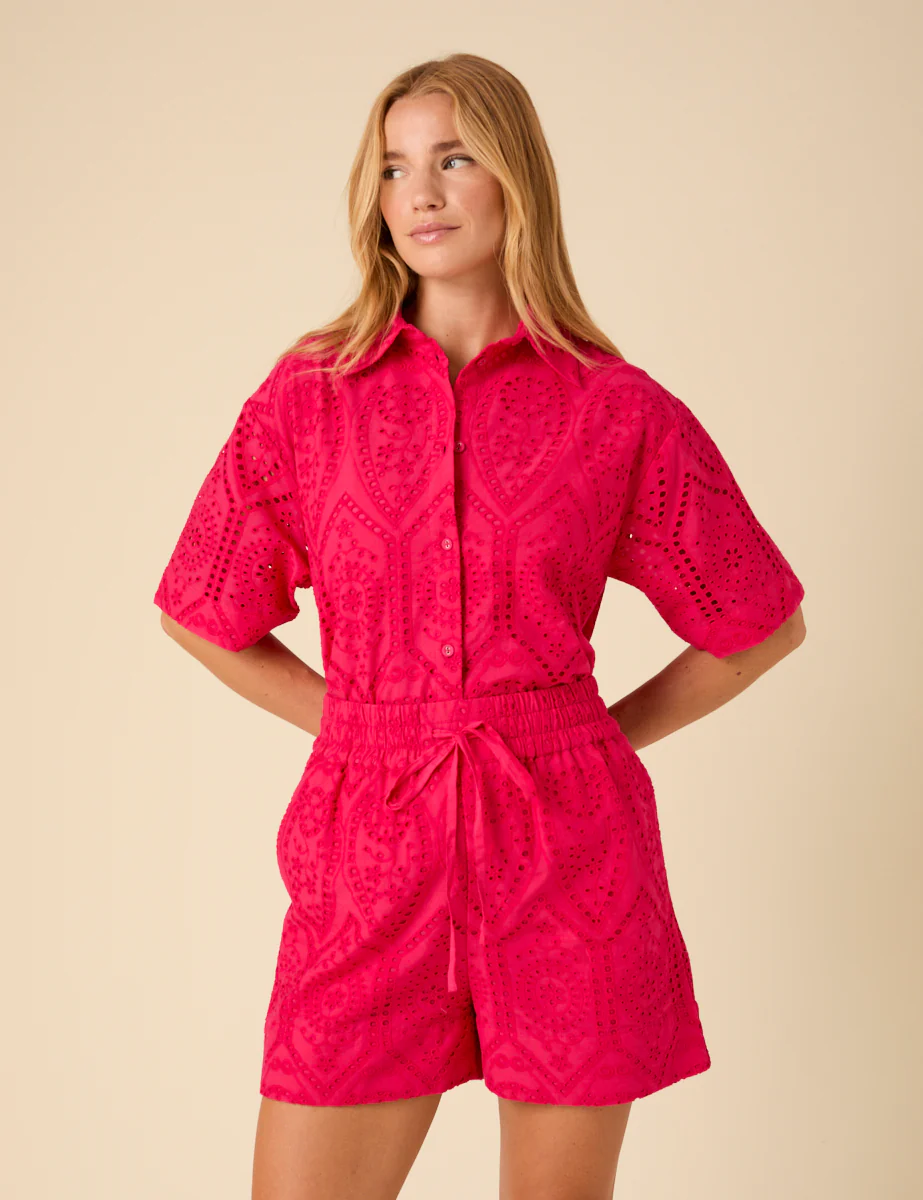 Pink Broderie Jet Shorts - Image 2