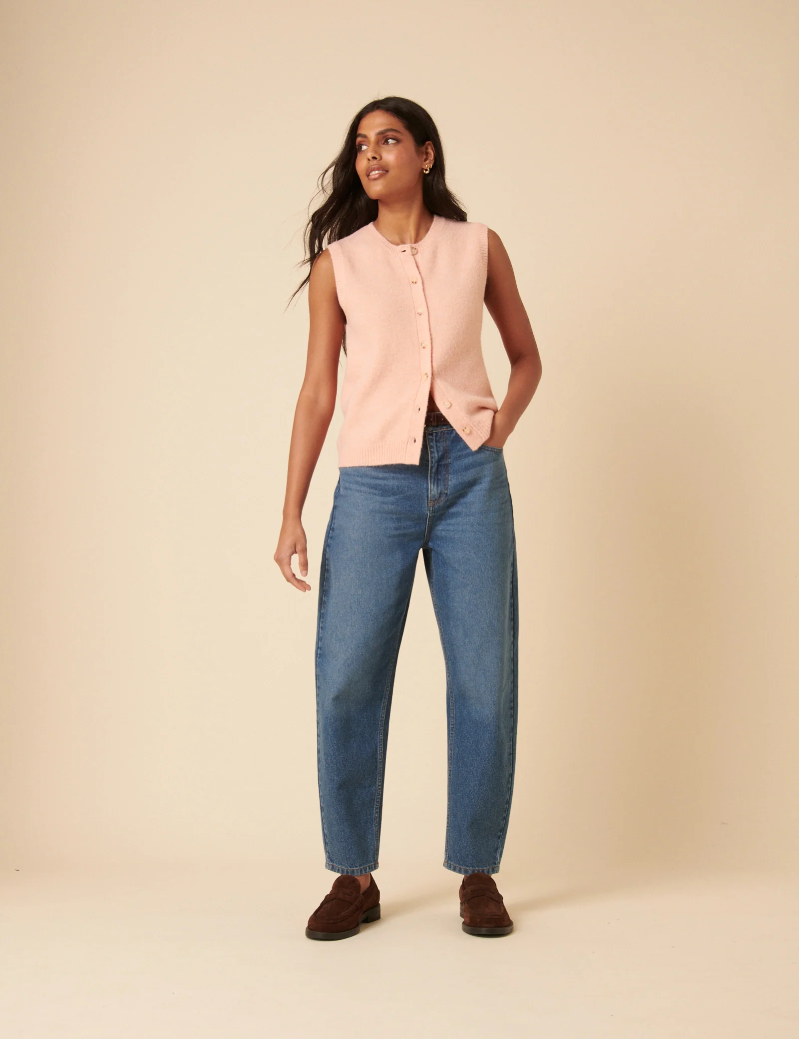 Pink Button Through Knitted Vest - Image 3