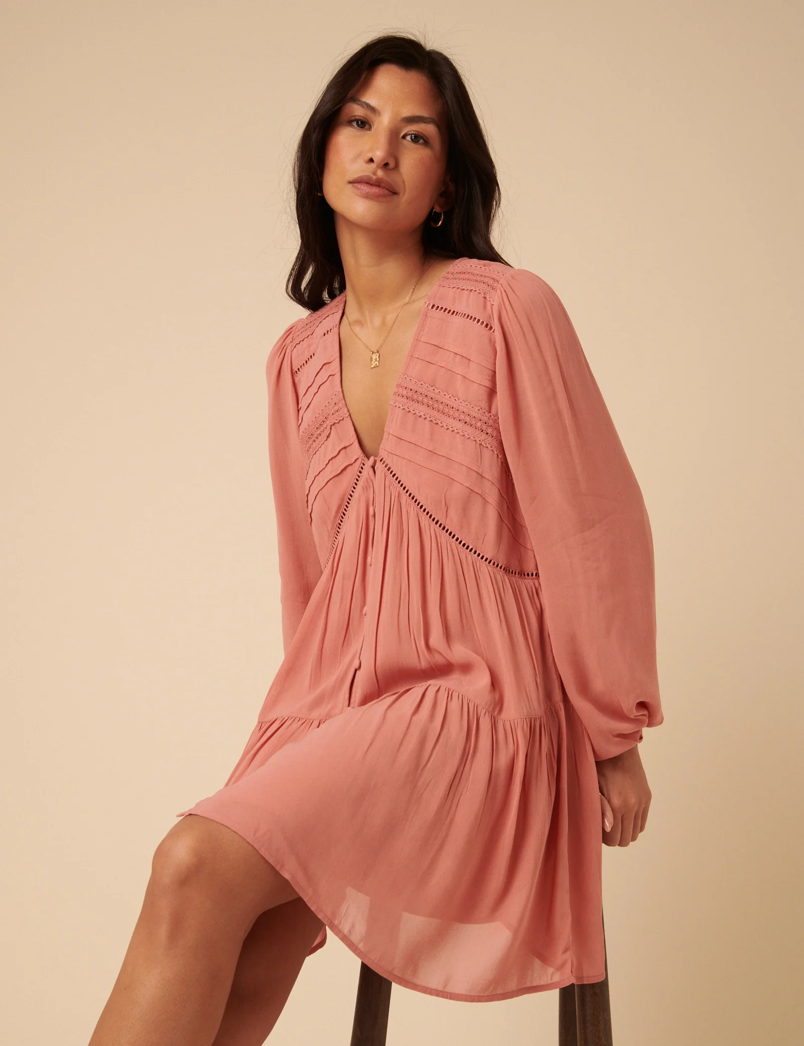 Pink Long Sleeve Marley Mini Dress - Image 3